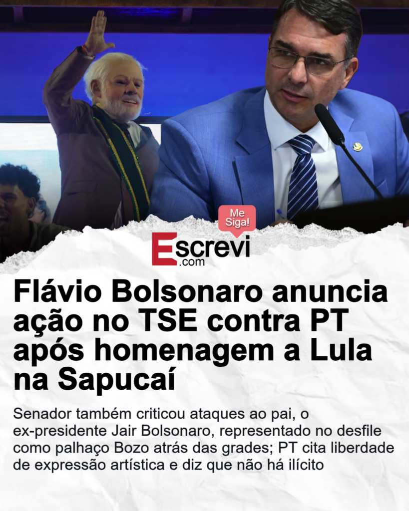 De acordo com informações divulgadas, o senador Flávio Bolsonaro anunciou que pretende entrar com uma ação no Tribunal Superior Eleitoral (TSE) contra o Partido dos Trabalhadores (PT). A motivação para essa ação, segundo o senador, seria uma homenagem feita ao ex-presidente Luiz Inácio Lula da Silva durante os desfiles de carnaval na Marquês de Sapucaí. Flávio Bolsonaro argumenta que a homenagem ao ex-presidente, realizada em um evento de grande visibilidade como o carnaval, pode ser interpretada como uma forma de propaganda eleitoral antecipada, o que justificaria a intervenção do TSE. Conforme relatado, a homenagem a Lula ocorreu durante a apresentação de uma escola de samba, que teria destacado a trajetória política e pessoal do ex-presidente em seu enredo. Flávio Bolsonaro, que é filho do ex-presidente Jair Bolsonaro, afirmou que a exaltação de figuras políticas em eventos culturais de grande alcance pode influenciar a opinião pública de maneira indevida, especialmente em um ano pré-eleitoral. O senador destacou que a legislação eleitoral brasileira possui regras claras sobre a promoção de candidatos e partidos fora do período oficial de campanha, e que a homenagem a Lula poderia violar essas normas. Ainda segundo as informações disponíveis, a ação que Flávio Bolsonaro pretende mover no TSE busca não apenas questionar a homenagem em si, mas também abrir um debate mais amplo sobre os limites entre cultura e política no Brasil. O senador teria enfatizado a importância de se manter uma separação clara entre eventos culturais e manifestações políticas, para garantir a equidade no processo eleitoral. A expectativa é que o TSE analise o caso e decida se a homenagem configura ou não uma infração às regras eleitorais vigentes. A repercussão do caso pode trazer à tona discussões sobre a influência de eventos culturais na política brasileira e o papel das instituições em regular essas interações.