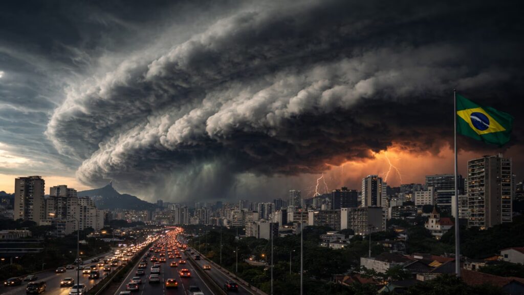 O **Instituto Nacional de Meteorologia (INMET)** emitiu um alerta de tempestade que estará em vigor durante todo o sábado, 21 de outubro, começando à meia-noite e se estendendo até as 23h59. Este alerta destaca a possibilidade de condições climáticas severas, incluindo chuvas intensas, ventos fortes e possíveis trovoadas. A emissão de alertas como este é uma prática comum do INMET para garantir que a população esteja ciente dos riscos e possa tomar medidas preventivas para se proteger. Segundo a publicação, a tempestade pode afetar diversas regiões do país, exigindo atenção redobrada dos moradores dessas áreas. De acordo com o site, as regiões mais afetadas incluem partes do **Centro-Oeste**, **Sudeste** e **Sul** do Brasil. Nessas áreas, é esperado que as chuvas sejam mais intensas, com acumulados significativos que podem causar alagamentos e deslizamentos de terra. Além disso, os ventos fortes associados à tempestade podem derrubar árvores e postes, resultando em interrupções no fornecimento de energia elétrica. O INMET recomenda que a população evite se deslocar durante os períodos de maior intensidade da tempestade e que permaneça em locais seguros, longe de janelas e áreas abertas. Para minimizar os riscos associados a essa tempestade, o INMET sugere que a população adote medidas de precaução, como reforçar a estrutura de telhados e janelas, evitar o uso de aparelhos eletrônicos ligados à rede elétrica durante as trovoadas e manter-se informada sobre as atualizações meteorológicas. Segundo a publicação, é crucial que as pessoas sigam as orientações das autoridades locais e estejam preparadas para eventuais emergências. A conscientização e a preparação são essenciais para garantir a segurança de todos durante eventos climáticos extremos como o previsto para este sábado.