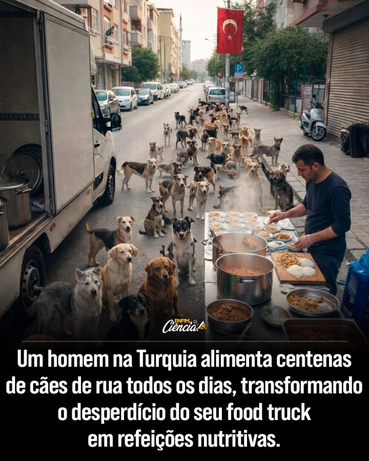 Como um food truck na Turquia está transformando vidas? Um homem na Turquia usa seu food truck para alimentar cães de rua com sobras de comida. Ele transforma ingredientes não vendidos em refeições nutritivas, mostrando que restos podem ter um propósito maior. Por que ele escolheu alimentar cães de rua? Ele acredita que nenhuma refeição ou vida deve ser esquecida. Ao alimentar cães de rua, ele oferece uma segunda chance para alimentos e animais, criando um impacto positivo na comunidade. Como ele garante que as refeições sejam equilibradas? Ele prepara as refeições com cuidado, garantindo que sejam nutritivas e adequadas para os cães. Cada porção é pensada para oferecer o sustento necessário, respeitando a saúde dos animais. Qual é a rotina diária desse food truck? Diariamente, ele recolhe sobras e ingredientes não vendidos, transformando-os em refeições para cães de rua. Essa prática é uma promessa e um gesto de amor, não uma campanha temporária. Como ele distribui as refeições para os cães? As refeições são levadas diretamente a cães que esperam em estradas tranquilas e nas bordas das cidades. Ele faz isso com dedicação, garantindo que os animais recebam o alimento necessário. Qual é o impacto desse gesto na comunidade local? O gesto inspira a comunidade a ver o valor em ações simples e a importância de cuidar dos animais. Ele demonstra que pequenas ações podem ter grandes impactos sociais e ambientais. Como ele vê o desperdício de comida? Ele vê o desperdício como uma oportunidade de criar algo positivo. Ao reutilizar sobras, ele reduz o desperdício e transforma o que seria lixo em sustento para os cães. Por que essa ação não é uma campanha temporária? Para ele, alimentar os cães é uma rotina e uma promessa contínua. Não é um evento beneficente, mas um compromisso diário de cuidado e amor pelos animais. Como essa prática pode inspirar outras pessoas? Ela mostra que qualquer um pode fazer a diferença com gestos simples. Ao transformar sobras em refeições, ele inspira outros a verem o potencial em ações sustentáveis e compassivas. Qual é a mensagem principal desse gesto? A mensagem é que cada refeição e vida tem valor. Ele prova que, com cuidado e intenção, podemos transformar o que parece sem valor em algo significativo e impactante.