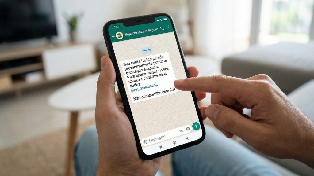 O que é o golpe bancário que imita atendimento real? Esse golpe é uma fraude sofisticada que simula um atendimento bancário legítimo. Os criminosos entram em contato por ligação, SMS ou mensagem, alegando uma atividade suspeita na conta da vítima. Como os golpistas entram em contato com as vítimas? Eles usam ligações, SMS ou mensagens para alertar sobre compras suspeitas, acessos indevidos ou tentativas de empréstimo, criando um senso de urgência. Por que esse golpe é tão eficaz? A eficácia vem da habilidade dos golpistas em imitar o atendimento real, usando linguagem e procedimentos que parecem autênticos, enganando até os mais cautelosos. Quais são os sinais de alerta desse golpe? Desconfie de contatos não solicitados que pedem informações pessoais ou financeiras. Bancos raramente solicitam dados sensíveis por telefone ou mensagem. Como os golpistas assumem o papel de atendente? Eles falam de forma profissional e convincente, usando termos bancários e procedimentos que fazem a vítima acreditar que está falando com um verdadeiro representante do banco. Quais são as consequências de cair nesse golpe? A vítima pode ter suas informações pessoais e financeiras roubadas, levando a perdas financeiras significativas e possíveis danos ao crédito. Como proteger-se desse tipo de golpe? Nunca forneça informações pessoais ou financeiras por telefone ou mensagem. Verifique sempre a autenticidade do contato diretamente com o banco. O que fazer se suspeitar de um golpe? Entre em contato imediatamente com seu banco através dos canais oficiais. Relate a tentativa de golpe e siga as orientações fornecidas pela instituição. Por que os golpes bancários estão aumentando no Brasil? O aumento se deve à sofisticação das técnicas dos golpistas e à crescente digitalização dos serviços bancários, que oferece mais oportunidades para fraudes. Como os bancos estão reagindo a esses golpes? Bancos estão investindo em tecnologia de segurança e campanhas de conscientização para educar os clientes sobre como identificar e evitar fraudes. Quais são as medidas de segurança recomendadas pelos bancos? Use autenticação de dois fatores, mantenha seus dados atualizados e nunca compartilhe senhas ou códigos de verificação com terceiros. Qual é o papel da educação financeira na prevenção de golpes? Educação financeira ajuda as pessoas a reconhecerem sinais de fraude e a tomarem decisões informadas sobre como proteger suas finanças. Como a tecnologia pode ajudar na prevenção de fraudes? Tecnologias como inteligência artificial e análise de comportamento podem detectar atividades suspeitas e alertar os usuários em tempo real. O que fazer se já tiver caído em um golpe? Entre em contato com seu banco imediatamente, registre um boletim de ocorrência e monitore suas contas para atividades suspeitas. Por que é importante relatar tentativas de golpe? Relatar ajuda a aumentar a conscientização, permite que bancos e autoridades tomem medidas e pode prevenir que outras pessoas sejam vítimas. Como a colaboração entre bancos e clientes pode prevenir fraudes? A comunicação aberta e a educação contínua são essenciais para identificar e mitigar riscos, criando um ambiente mais seguro para todos.