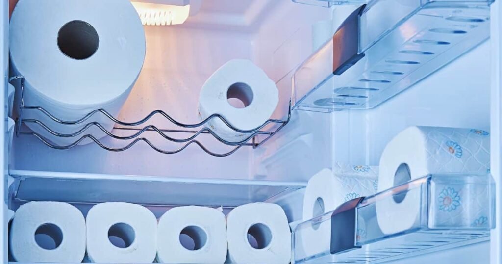 Por que colocar papel higiênico na geladeira é uma tendência crescente? O papel higiênico na geladeira pode parecer estranho, mas ajuda a controlar odores e umidade, melhorando a conservação dos alimentos. 🍋 Como o papel higiênico ajuda a combater odores na geladeira? Ele age como uma esponja, absorvendo cheiros fortes de alimentos como cebola e peixe, evitando que se espalhem. Qual é o impacto da umidade na conservação dos alimentos? A umidade elevada facilita o crescimento de fungos e bactérias, comprometendo a durabilidade dos produtos. De que forma o papel higiênico contribui para a durabilidade dos alimentos? Absorvendo a umidade, ele ajuda a manter frutas e verduras frescas por mais tempo, prevenindo mofo e apodrecimento. Como o papel higiênico pode afetar o funcionamento da geladeira? Ele reduz a condensação, evitando poças d'água que podem prejudicar o eletrodoméstico e diminuindo a necessidade de limpezas frequentes. Qual é o método para aplicar esse truque na geladeira? Basta colocar um rolo de papel higiênico nas prateleiras para absorver umidade e odores, melhorando a conservação dos alimentos.