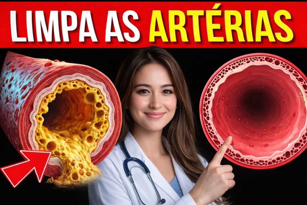 Você já ouviu que existe uma forma “rápida” de **limpar as artérias** — mas e se a parte mais importante dessa promessa estiver justamente no que quase ninguém explica? A primeira pergunta é inevitável: dá mesmo para **desentupir artérias** como se o corpo fosse um cano? Não exatamente. E é aí que muita gente se confunde. As artérias não são tubos inertes. Elas são estruturas vivas, sensíveis ao que você come, ao seu nível de **colesterol**, ao **açúcar no sangue**, ao **estresse**, ao **sono** e aos hábitos que se repetem todos os dias. Então, se não existe uma limpeza instantânea, o que a ciência realmente considera eficaz? A resposta surpreende porque muda o foco. O objetivo principal não é “raspar” a placa de gordura de forma imediata, mas **reduzir a inflamação**, **estabilizar a placa** e diminuir o risco de ela se romper. Por que isso importa tanto? Porque o maior perigo não é apenas a presença da placa, e sim o que acontece quando ela se torna instável. Se ela se rompe, pode formar um **coágulo** e bloquear a artéria de forma súbita. E o que vem depois disso muda tudo: é justamente esse processo que está por trás de muitos casos de **infarto** e **AVC**. Mas então o que seria, na prática, a forma mais rápida de proteger as artérias? A resposta não está em um chá, em um suplemento isolado ou em um alimento milagroso. Está em uma estratégia que age no que realmente acelera o problema: a inflamação, o excesso de **LDL**, a glicose elevada e os danos contínuos à parede dos vasos. Só que há um detalhe que quase ninguém percebe: antes de pensar na placa, é preciso pensar na camada que reveste a artéria por dentro. Essa camada se chama **endotélio**. E por que ela é tão importante? Porque, quando está saudável, ela ajuda a impedir o acúmulo de gordura, mantém a superfície interna dos vasos mais lisa e ainda produz **óxido nítrico**, substância que favorece a dilatação das artérias e ajuda na proteção contra coágulos. O problema é que fatores como **tabagismo**, **pressão alta**, **obesidade**, **sedentarismo** e **diabetes** danificam essa proteção. Se essa barreira falha, o ambiente fica mais favorável para a progressão da aterosclerose. E é aqui que a maioria se surpreende: melhorar a saúde das artérias começa muito antes de qualquer promessa de “desobstrução”. Mas o que realmente ajuda a mudar esse cenário? Um dos pilares mais consistentes é o controle do **colesterol LDL**. Estudos mostram que, em pessoas com maior risco, uma redução intensa do LDL pode desacelerar e até diminuir o volume das placas. Como isso acontece? Quando o colesterol circulante permanece em níveis baixos, o organismo passa a mobilizar parte da gordura acumulada nas paredes dos vasos. Só que isso raramente depende de uma única medida. Normalmente envolve **alimentação adequada**, **atividade física** e, quando necessário, **medicação**. E onde entra a alimentação nessa história? Em um ponto decisivo. As **fibras solúveis** ajudam no controle do colesterol e têm papel importante nesse processo. Alimentos como **aveia**, **feijão**, **lentilha**, **chia**, **frutas** e **grãos integrais** auxiliam na eliminação de substâncias que contêm colesterol, fazendo o fígado retirar mais colesterol da circulação. O consumo diário de cerca de **25 a 30 gramas de fibras** contribui de forma significativa para a saúde cardiovascular. Mas existe outro fator silencioso que pode sabotar tudo isso: a glicose. Por que o **açúcar no sangue** pesa tanto? Porque níveis elevados favorecem a inflamação e aumentam o risco de acúmulo de gordura nas artérias. O consumo frequente de **açúcar refinado** e **farinha branca** contribui para esse processo. Então, o que fazer? Priorizar alimentos naturais, reduzir **ultraprocessados**, escolher **carboidratos complexos** e incluir **proteínas de qualidade** ajuda a manter a glicemia mais estável. Só que ainda falta uma peça que muita gente subestima. Qual é essa peça? O **exercício físico**. E não apenas por causa do peso. A atividade física regular melhora a circulação e estimula a liberação de substâncias **anti-inflamatórias** e **antioxidantes** pelas próprias artérias. Isso contribui para melhorar a elasticidade dos vasos, reduzir a inflamação, controlar a glicose e melhorar a sensibilidade à insulina. A recomendação mínima é de **150 minutos por semana** de atividade moderada, como caminhada rápida, ciclismo ou natação. Mas há uma nova dúvida no caminho: e se a pessoa se alimentar melhor e se exercitar, mas continuar dormindo mal? A resposta é mais séria do que parece. O **sono** participa diretamente da saúde cardiovascular. Durante o descanso profundo, a **pressão arterial** cai, a frequência cardíaca desacelera e o corpo reduz a produção de substâncias inflamatórias. Quando o sono falha, o organismo permanece em estado de alerta, com aumento de **cortisol** e maior desgaste das artérias. Ou seja: dormir bem não é detalhe, é parte do tratamento. Então, afinal, qual é a forma mais rápida de limpar as artérias segundo a ciência? A mais rápida não é a mais mágica — é a que começa logo e age no que realmente importa: **reduzir a inflamação**, **baixar o LDL**, **controlar a glicose**, **proteger o endotélio**, **parar de fumar**, **melhorar a alimentação**, **se movimentar** e **dormir melhor**. Em alguns casos, isso inclui **tratamento médico adequado**. A verdadeira “limpeza” não acontece como um truque instantâneo. Ela acontece quando a placa se torna mais estável, menos perigosa e o vaso volta a funcionar melhor. E talvez o ponto mais importante seja este: o corpo pode se recuperar — desde que receba, sem atalhos, os estímulos certos.