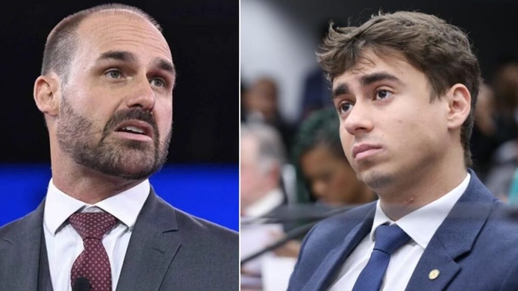 Por que Eduardo Bolsonaro criticou Nikolas Ferreira nas redes sociais? Eduardo Bolsonaro criticou Nikolas Ferreira por "silenciar" apoio a Flávio Bolsonaro, expondo uma possível crise interna no PL. A crítica surgiu após Nikolas reagir com deboche a uma fala de Eduardo sobre alianças políticas. Qual foi a reação de Nikolas Ferreira à crítica de Eduardo? Nikolas Ferreira compartilhou um post de um perfil criticado por Eduardo e respondeu com um "Kkk" a um usuário que o ironizou, o que desencadeou o ataque direto de Eduardo. Como Eduardo Bolsonaro descreveu a mudança de Nikolas Ferreira? Eduardo afirmou que Nikolas mudou drasticamente após alcançar popularidade, tornando-se uma versão caricata de si mesmo, diferente do "assessor desconhecido" que ele conheceu e apoiou. Quais são as acusações políticas feitas por Eduardo contra Nikolas? Eduardo acusou Nikolas de manipular algoritmos para favorecer adversários de sua família e de boicotar a candidatura de Flávio Bolsonaro, oferecendo pouco apoio público. Qual é a importância da eleição de Flávio Bolsonaro, segundo Eduardo? Eduardo considera a eleição de Flávio como a única chance real de acabar com um regime que, segundo ele, persegue cidadãos inocentes, não sendo um capricho familiar. O que Eduardo espera de Nikolas Ferreira após o embate? Eduardo pediu que Nikolas "caia na real", sugerindo que ele reavalie suas ações e apoie a campanha de Flávio Bolsonaro de forma mais efetiva e pública. Como a discussão entre Eduardo e Nikolas reflete a situação interna do PL? A discussão pública entre Eduardo e Nikolas expõe tensões internas no PL, indicando possíveis divisões e disputas de poder dentro do partido. Quais são as possíveis consequências dessa rixa para o partido? A rixa pode enfraquecer a unidade do PL, afetar alianças políticas e influenciar negativamente as campanhas eleitorais dos membros envolvidos. Como o público reagiu ao embate entre Eduardo e Nikolas? A reação do público varia, com alguns apoiando Eduardo e outros Nikolas, refletindo a polarização política e as divisões dentro da base de apoio do partido. Qual é o impacto das redes sociais nesse tipo de conflito político? As redes sociais amplificam conflitos políticos, permitindo que discussões internas se tornem públicas rapidamente, influenciando a opinião pública e a imagem dos envolvidos. Como a fama e os holofotes podem afetar políticos em ascensão? A fama pode mudar a percepção pública e pessoal de políticos, levando a mudanças de comportamento e a possíveis conflitos com aliados anteriores. O que essa situação revela sobre a dinâmica de poder na política brasileira? A situação revela a complexidade das alianças políticas, a influência das redes sociais e a importância da imagem pública na política brasileira atual. Quais são os desafios enfrentados por políticos jovens como Nikolas Ferreira? Políticos jovens enfrentam o desafio de equilibrar popularidade com lealdade política, além de navegar em um cenário político polarizado e competitivo. Como a disputa entre Eduardo e Nikolas pode influenciar futuras eleições? A disputa pode impactar alianças, estratégias de campanha e a percepção pública dos candidatos, influenciando o resultado de futuras eleições no Brasil.