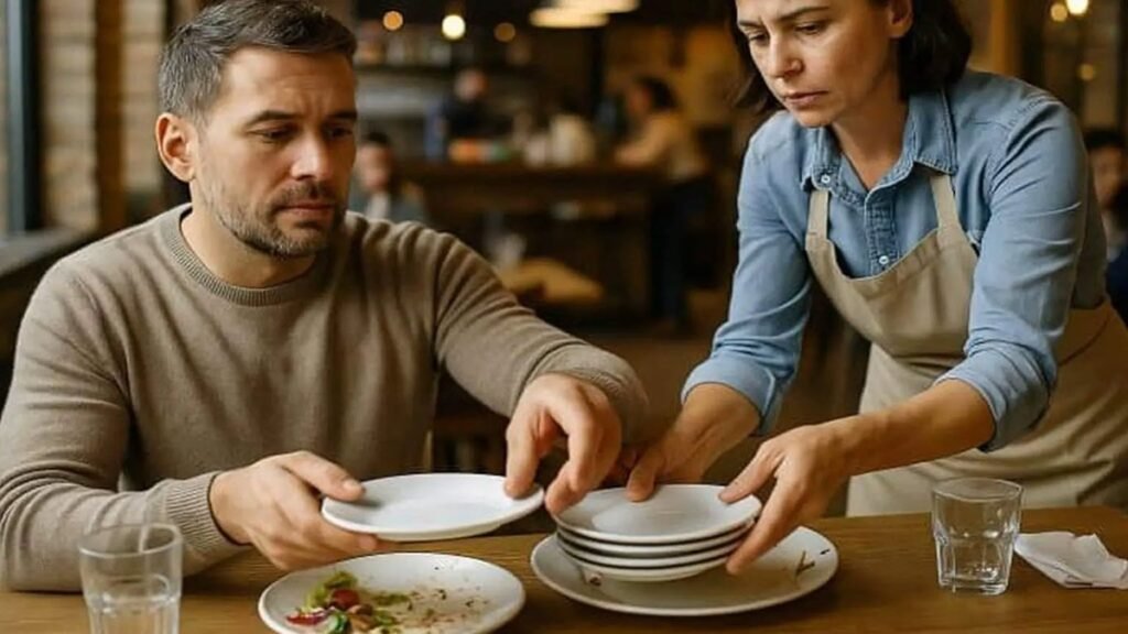 O que significa, segundo os psicólogos, o fato de uma pessoa ajudar os garçons a retirar os pratos da mesa?