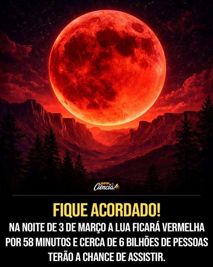 A madrugada de **3 de março de 2026** promete transformar o céu em um cenário impossível de ignorar. O que vai acontecer para tanta expectativa? Um **eclipse lunar total** poderá ser visto no Brasil e, durante o auge do fenômeno, a Lua ganhará uma coloração vermelha intensa, no efeito conhecido como **Lua de Sangue**. Mas por que a Lua muda de cor justamente nessa noite? Isso acontece quando a **Terra** se posiciona entre o **Sol** e a **Lua**, projetando sua sombra sobre o satélite natural. Se a Lua fica na sombra, por que ela não desaparece completamente? Porque a luz solar, ao atravessar a atmosfera terrestre, é filtrada, e os tons avermelhados conseguem alcançar a superfície lunar. É esse processo que cria o aspecto marcante e tão aguardado do fenômeno. E quando tudo isso poderá ser observado? No **Brasil**, a observação será possível a partir das **2h da madrugada**. Esse já será o momento de acompanhar o avanço do eclipse e perceber a mudança gradual no brilho da Lua. Em que horário acontece a fase mais esperada? A **totalidade** está prevista para cerca de **3h26**, no **horário de Brasília**. O que significa exatamente essa totalidade? É o instante em que a Lua entra completamente na sombra da Terra e assume com mais intensidade a tonalidade avermelhada. Quanto tempo esse momento deve durar? O **ápice do fenômeno** deve se estender por cerca de **uma hora**, oferecendo uma janela generosa para quem quiser observar com calma, registrar imagens ou simplesmente acompanhar cada detalhe. E o evento termina logo depois? Não. Embora a fase mais impressionante aconteça no meio da madrugada, todo o eclipse deve seguir até aproximadamente **6h da manhã**. Isso quer dizer que haverá tempo para ver não apenas o auge, mas também as etapas anteriores e posteriores, quando a Lua entra e sai gradualmente da sombra terrestre. Será preciso algum cuidado especial para assistir? Segundo a **NASA**, o **eclipse lunar** é **totalmente seguro para observação a olho nu**. Isso o diferencia do **eclipse solar**, que exige proteção adequada. Então é necessário usar algum equipamento específico? Não. Nenhum equipamento especial é obrigatório para acompanhar o fenômeno. Quem tiver instrumentos de observação verá algo diferente? Sim. Com **binóculos** ou **telescópio**, será possível perceber ainda mais detalhes da superfície lunar durante a fase avermelhada. Mas quem não tiver nada disso ficará de fora? De forma alguma. O eclipse poderá ser apreciado sem qualquer aparelho, apenas olhando para o céu. Por que tanta gente já está marcando essa data? Porque esse tipo de evento **não acontece com frequência**. E como aproveitar melhor a experiência? Vale escolher um local com **pouca iluminação artificial** e torcer por **céu limpo**. Esses dois fatores podem fazer diferença na visibilidade e na qualidade da observação. Além de observar, o que mais torna esse momento especial? Será uma ótima oportunidade para **tirar fotos**, **reunir a família** e acompanhar um dos fenômenos mais impressionantes da astronomia. Para quem prefere acordar cedo ou para quem decide virar a noite, a madrugada reserva uma sequência rara e memorável no céu. Então, qual é a informação que precisa ficar anotada sem erro? Na madrugada de **3 de março de 2026**, o Brasil poderá acompanhar um **raro eclipse lunar total** a partir das **2h**, com **totalidade por volta de 3h26**, duração do auge de cerca de **uma hora** e encerramento do evento por volta das **6h da manhã**, quando a Lua aparecerá em vermelho intenso no fenômeno chamado **Lua de Sangue**.