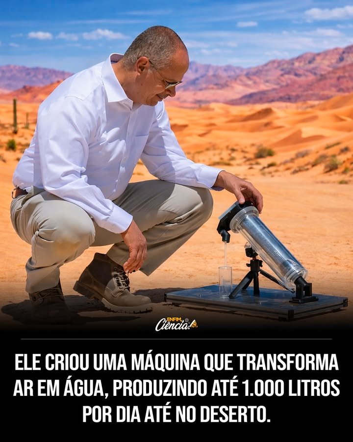 Parece impossível, mas uma máquina já consegue tirar do ar aquilo que falta justamente nos lugares onde quase nada sobrevive: **água potável**. Como isso pode acontecer em regiões tão secas que os métodos tradicionais falham? A resposta começa em uma ideia que parece simples, mas esconde uma engenharia impressionante: em vez de procurar água no solo, em rios ou em reservatórios, o sistema busca a umidade invisível que continua presente na atmosfera, mesmo quando o ambiente parece completamente árido. Mas captar água do ar não exigiria muita umidade? É exatamente aí que surge o ponto que muda tudo. A tecnologia foi criada para funcionar até quando a **umidade relativa do ar fica abaixo de 20%**, uma condição comum em desertos. Ou seja, ela não depende de névoa, chuva ou clima favorável. Ela atua justamente onde quase ninguém esperaria resultado. E como essa captura acontece? O segredo está em materiais chamados **MOFs**, sigla para **estruturas metal-orgânicas**. Esses materiais são extremamente porosos. Em alguns casos, apenas **um grama** pode ter uma área interna equivalente a **vários campos de futebol**. Parece exagero, mas é essa estrutura cheia de espaços microscópicos que permite prender moléculas de água dispersas no ar. Se os MOFs capturam a água, o que acontece depois? A etapa seguinte é uma das mais surpreendentes: o sistema usa o **calor do sol** para liberar a água retida nesses materiais. Depois disso, essa água se condensa e é coletada como **água limpa e segura para consumo**. Sem eletricidade externa. Sem depender de uma infraestrutura complexa. E esse detalhe quase sempre passa despercebido: a máquina foi projetada para operar apenas com **energia solar**, o que a torna especialmente valiosa em áreas isoladas ou com poucos recursos. Mas isso funciona só em laboratório? É aqui que muita gente se surpreende. O equipamento já foi testado em condições reais e extremas, inclusive no **Vale da Morte**, na Califórnia, um dos lugares mais quentes e secos do planeta. E o resultado chamou atenção porque o sistema conseguiu produzir água mesmo quando as condições atmosféricas eram consideradas quase impossíveis para técnicas convencionais de captação. Então estamos falando de uma invenção experimental ou de algo com escala real? O dispositivo tem aproximadamente o tamanho de um **contêiner de carga** e pode produzir até **1.000 litros de água por dia** diretamente do ar. Esse número, por si só, já levanta outra pergunta: quem desenvolveu uma solução capaz de fazer isso justamente onde a escassez parece definitiva? A resposta leva a um nome que ganhou projeção mundial: **Omar Yaghi**, vencedor do **Prêmio Nobel de Química de 2025**. Mas entender apenas o currículo dele não explica a força dessa invenção. Há um detalhe mais profundo por trás de tudo isso. Yaghi cresceu em **Amã, na Jordânia**, em uma família de **refugiados palestinos**, e viveu de perto a insegurança hídrica. Durante a infância, a água encanada chegava apenas **uma vez por semana** ou até **a cada duas semanas**, obrigando a família a armazenar água para conseguir atravessar os dias. Por que isso importa tanto para essa tecnologia? Porque, nesse caso, a pesquisa não nasceu apenas de uma curiosidade científica. Ela nasceu de uma experiência direta com a falta. O que vem depois dessa informação muda a forma como se enxerga a invenção: Yaghi dedicou sua carreira a buscar soluções para a **escassez global de água**, transformando uma limitação vivida na infância em uma linha de pesquisa com potencial de impacto mundial. E esse impacto pode realmente ser tão grande? Pesquisadores acreditam que tecnologias baseadas em **MOFs** podem representar uma revolução no acesso à água potável, especialmente em regiões áridas da **África**, do **Oriente Médio** e de partes da **América Latina**. Isso ganha outra dimensão quando se considera que mais de **2 bilhões de pessoas** vivem hoje em áreas com **estresse hídrico**. Então a grande virada está aqui? Sim — e talvez ainda maior do que parece. Uma máquina capaz de transformar o ar em água, funcionando com **sol**, em locais extremamente secos, não é apenas uma inovação técnica. É uma resposta concreta a uma das crises mais urgentes do século. E o ponto principal aparece justamente no fim: o homem que cresceu esperando dias pela chegada da água ajudou a criar uma forma de produzi-la onde quase ninguém imaginava ser possível. A questão agora não é mais se isso funciona. É até onde essa ideia ainda pode chegar.