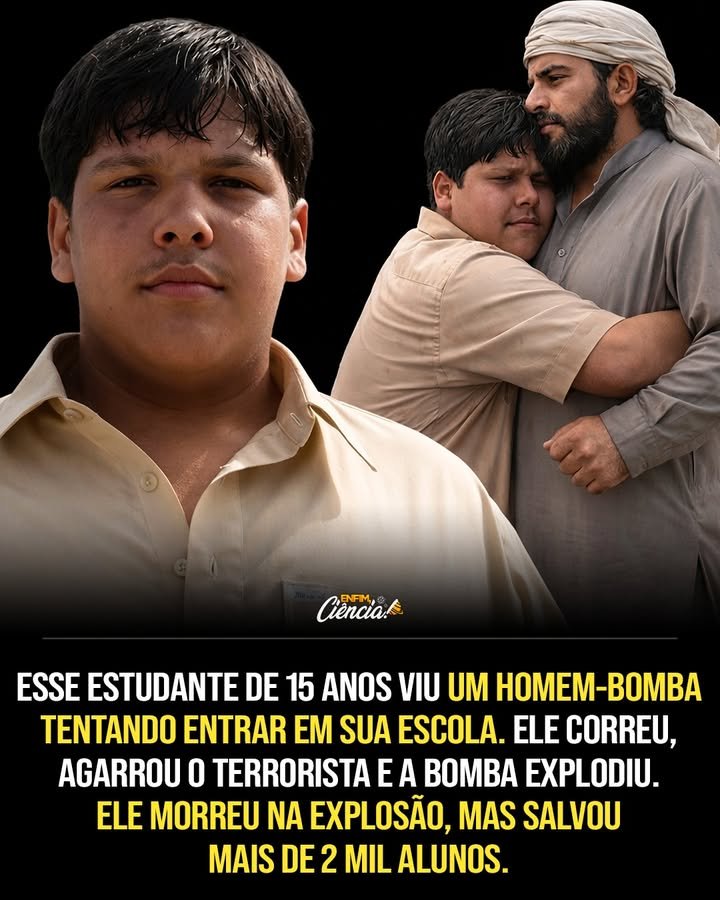 Ele tinha apenas **15 anos**, mas tomou uma decisão que adultos talvez não tomassem nem com tempo para pensar. O que alguém tão jovem pode fazer diante de um perigo que parece impossível de parar? Em muitos casos, nada. O instinto manda correr, se esconder, tentar sobreviver. E foi exatamente isso que os amigos ao lado dele fizeram: perceberam que havia algo errado e tentaram se afastar. Mas por que ele não fez o mesmo? Porque, em poucos segundos, ele entendeu o que estava acontecendo. Um homem **suspeito** se aproximava de uma escola. Não era apenas alguém estranho passando por ali. Havia um sinal claro de ameaça: o homem usava um **colete explosivo**. E então surgiu a pergunta que mudaria tudo: se ninguém o impedisse, até onde ele conseguiria chegar? A resposta era assustadora. À frente daquele homem estava um prédio cheio de estudantes. Não dezenas. **Centenas**. E é aqui que muita gente se surpreende: o adolescente não teve tempo para calcular risco, pedir ajuda ou esperar qualquer reação organizada. Ele precisou decidir no impulso. Fugir e se salvar? Ou avançar e tentar impedir o pior? Mas o que leva alguém tão novo a correr na direção do perigo? Talvez justamente a noção imediata do que aconteceria se ele não fizesse nada. Enquanto os outros gritavam para que ele fugisse, ele correu para o atacante. Não para confrontar por bravura vazia, mas para bloquear a passagem de alguém que tentava entrar na escola. E há um detalhe que quase ninguém percebe: essa escolha não foi apenas corajosa, foi **decisiva**. O que aconteceu nesse confronto? O agressor detonou os explosivos antes de alcançar o alvo. A explosão veio antes da entrada. Antes do prédio. Antes do ponto onde estavam os alunos. E o que acontece depois muda toda a dimensão dessa história: a detonação ocorreu a cerca de **150 metros da escola**. Isso parece apenas um número? Não é. Essa distância foi a diferença entre uma tragédia ainda maior e um ataque interrompido no último instante. Porque dentro daquele local estavam mais de **2 mil estudantes**. E então surge outra pergunta inevitável: quem era o jovem que percebeu isso antes de todos e agiu sem hesitar? Seu nome era **Aitzaz Hasan**. Na manhã de **6 de janeiro de 2014**, na cidade de **Hangu**, no **Paquistão**, ele caminhava com amigos a caminho da escola quando notou a aproximação do homem-bomba. Foi nesse momento, sem proteção, sem treinamento e sem qualquer garantia de que sobreviveria, que ele decidiu agir. Mas qual foi o preço dessa decisão? Aitzaz Hasan foi a **única vítima inocente** do atentado. Ele impediu que o agressor chegasse ao prédio, mas não conseguiu escapar da explosão. E é justamente aqui que a história deixa de ser apenas um relato de ataque frustrado e se transforma em algo maior: um adolescente morreu para que milhares continuassem vivos. Como um país reage a um gesto assim? O impacto foi imediato. Seu nome se espalhou pelo **Paquistão**, e ele passou a ser lembrado como um **herói nacional**. Mais tarde, recebeu postumamente a **Sitara-e-Shujjat**, a **Estrela da Valentia**, uma das maiores honrarias civis do país. Isso encerra a história? Não exatamente. Porque o mais forte nesse caso não é apenas a homenagem, nem o reconhecimento oficial. É a pergunta que continua ecoando muito depois dos fatos: o que faz uma pessoa tão jovem escolher o sacrifício no exato instante em que todos os outros pensam em fugir? A resposta talvez nunca seja completa. Mas o gesto de **Aitzaz Hasan** ficou marcado internacionalmente como exemplo de **coragem**, **sacrifício** e proteção da vida alheia. Ele não apenas enfrentou um homem-bomba. Ele interrompeu um destino que parecia prestes a atingir milhares. E talvez seja por isso que, mesmo anos depois, sua história ainda provoque a mesma sensação: a de que, em um único segundo, um garoto comum pode mudar tudo — e deixar uma pergunta que ninguém esquece.