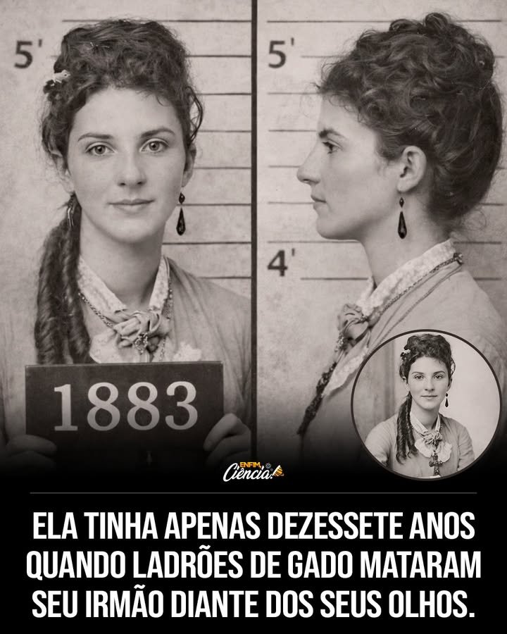 Ela viu o irmão morrer sem poder gritar, e foi nesse instante que a infância acabou. O que uma garota faz quando entende, em segundos, que o mundo não vai salvá-la? A resposta parece simples, mas não é. Porque antes de qualquer vingança, antes de qualquer perseguição, existe o choque. Existe o som de um corpo caindo. Existe o silêncio que vem depois. E existe uma certeza brutal: quando a **lei** está longe demais, alguém decide agir sozinho. Mas quem era essa garota? Ainda não a heroína que mais tarde seria sussurrada entre fazendeiros, nem o nome que sobreviveria em histórias contadas baixo. Naquele momento, ela era apenas uma irmã assistindo ao impossível. Do alto de um celeiro, viu homens levarem não só o **gado**, mas também a última chance de voltar à vida que existia antes daquela noite. Por que aquilo mudou tudo tão rápido? Porque não foi apenas um roubo. Foi uma execução. O irmão saiu com as mãos levantadas, tentou negociar, tentou ganhar tempo, tentou impedir o pior. O homem à frente do grupo ouviu tudo sem demonstrar nada. E então atirou. Sem hesitar. Sem raiva aparente. Como se matar fosse apenas mais uma etapa do trabalho. E o que acontece dentro de alguém depois de ver isso? É aqui que quase todo mundo se surpreende. Nem sempre a dor paralisa. Às vezes, ela organiza. Enquanto o pai desabava, ela já entendia o que os outros ainda não tinham coragem de admitir: esperar ajuda significava aceitar a impunidade. O **marshal** mais próximo estava longe demais. Quando chegasse, restariam poeira, pegadas apagadas e uma história impossível de provar. Então ela saiu por impulso? Não. E esse detalhe importa. Antes do amanhecer, selou o cavalo, reuniu água, comida seca e pegou um **rifle Winchester**. Não era um gesto teatral. Era cálculo. Ela sabia atirar desde criança. Sabia seguir rastros. Sabia que o deserto não perdoa os despreparados. E talvez soubesse, mesmo sem dizer, que quem parte assim não volta igual. Mas como alguém tão jovem poderia seguir homens armados por tanto tempo? A resposta está no que ela já carregava antes daquela noite. Crescer longe de tudo ensina cedo que sobreviver depende menos de força e mais de leitura do terreno, paciência e resistência. O rastro seguia para o sudeste. O calor esmagava. A sede cobrava. No terceiro dia, a dor finalmente encontrou espaço. Ela chorou por alguns minutos. Depois continuou. Porque parar, naquele ponto, seria deixar o irmão morrer uma segunda vez. E foi só uma perseguição cega? Não. Houve método. Na manhã do quarto dia, ela encontrou o acampamento. Seis homens. Um cânion estreito. Uma única entrada. O tipo de lugar que parece seguro para quem está embaixo e perfeito para quem observa de cima. Mas há um detalhe que quase ninguém percebe: não bastava atirar bem. Era preciso escolher o primeiro alvo certo. Um erro, e tudo terminaria ali. Quem ela escolheu primeiro? O único homem capaz de organizar os outros. Quando o sol ficou atrás deles, ela disparou. O caos começou no mesmo segundo. E o que vem depois muda toda a história. Em vez de permanecer parada, ela mudou de posição entre as rochas, transformando altura, sombra e surpresa em vantagem. Um caiu. Depois outro. Depois mais um. Não era fúria descontrolada. Era execução fria de um plano que nasceu da perda. E quando restaram os últimos? A perseguição virou acerto de contas. Um foi forçado a fugir a pé. O outro, o líder, caiu ferido. Foi então que a verdade ficou impossível de evitar. Ele a reconheceu. Chamou-a de garota do rancho. E ela respondeu como já não respondia apenas por si: era a **irmã de James Dawson**. Ela teve piedade? Essa é a pergunta que prende até o fim, porque a resposta diz mais sobre aquele lugar do que sobre qualquer tribunal. Ele pediu misericórdia. Ela pensou na palavra. Pensou no irmão morto. Pensou na distância da lei. E decidiu não conceder. Tomou as armas, tomou a água e o deixou no cânion, sob um sol que termina o que a bala não precisa terminar. Onde tudo isso aconteceu? No **Arizona**, em **1883**, num território em que justiça e sobrevivência quase sempre andavam juntas. E é aqui que a maioria entende o peso real da história: ela tinha apenas **17 anos**. O que aconteceu depois parece até mais estranho do que a caçada. Três dias mais tarde, ela voltou com as **duzentas cabeças de gado**. O marshal apareceu só uma semana depois. Fez perguntas. Ninguém sabia de nada. Ninguém tinha visto nada. Os ladrões, disseram, provavelmente se perderam no deserto. E assim uma verdade enorme foi enterrada sob o tipo de silêncio que só comunidades isoladas conseguem manter. Ela falou sobre isso algum dia? Quase nunca. Continuou vivendo, trabalhando, criando família. Como se aqueles quatro dias tivessem sido engolidos pela poeira. Mas não foram. Porque algumas histórias não precisam de confissão para sobreviver. Basta o olhar de quem voltou diferente. E no fim, o que ficou? Não apenas a imagem de uma jovem armada com um **Winchester**, mas a de alguém que atravessou o deserto carregando luto, precisão e uma decisão sem volta. O nome dela era **Catherine “Cat” Dawson**. E embora muita gente prefira lembrar pistoleiros, xerifes e foras da lei, há lendas mais silenciosas — aquelas que nascem quando uma garota de 17 anos entende que ninguém virá a tempo… e mesmo décadas depois ainda nos obriga a perguntar o que, de fato, separa **justiça** de sobrevivência.