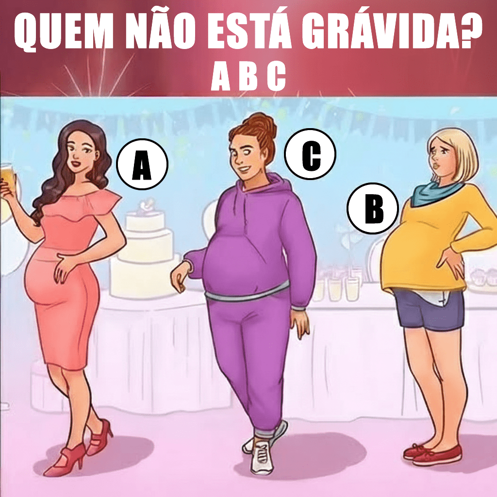 Qual dessas mulheres não está grávida? Só um gênio da lógica consegue descobrir
