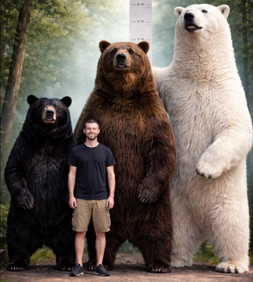 Basta colocar lado a lado um **urso-preto**, um **urso-marrom** e um **urso-polar** para perceber uma diferença que parece exagero, mas não é. O contraste chama atenção de imediato, porque não se trata apenas de cor ou aparência. O que realmente impressiona é o **tamanho**. Mas essa diferença é tão grande assim? Sim, e é justamente isso que torna a comparação tão marcante. Qual deles costuma ser o menor? Em geral, o **urso-preto** ocupa essa posição. Embora seja um animal forte e de presença imponente, ele normalmente tem porte mais contido quando comparado aos outros dois. Isso significa que ele é pequeno? Não. Significa apenas que, dentro dessa comparação, seu corpo costuma parecer mais compacto. E é aí que a percepção muda: se o menor já impressiona, o que acontece quando entram em cena os outros? O próximo da comparação é o **urso-marrom**. Ele já representa um salto visível de porte. Seu corpo tende a ser mais robusto, mais pesado e mais volumoso do que o do urso-preto. Essa diferença aparece só em números? Não, ela também é percebida visualmente com facilidade. Quando se observa a estrutura corporal, a largura e a massa do animal, o urso-marrom já transmite outra escala. Mas ele é o maior de todos? Ainda não. Então quem ocupa o topo dessa comparação? O **urso-polar**. E é nesse ponto que a diferença deixa de parecer apenas grande e passa a parecer absurda. O urso-polar é amplamente reconhecido por seu porte gigantesco, superando os outros dois em tamanho. Quando comparado ao urso-preto, o contraste pode ser chocante. Quando comparado ao urso-marrom, ainda assim mantém vantagem evidente. Não é uma diferença sutil, nem algo que exija olhar técnico para ser percebido. Ela salta aos olhos. Mas por que essa comparação chama tanta atenção? Porque os três pertencem ao grupo dos **ursos**, e isso pode criar a expectativa de tamanhos mais próximos entre si. À primeira vista, alguém pode imaginar variações moderadas, como acontece entre muitos animais aparentados. Só que aqui a distância de porte entre as espécies é muito mais expressiva. O resultado é uma sequência que cresce de forma clara: primeiro o urso-preto, depois o urso-marrom, e por fim o urso-polar. Essa ordem é apenas uma impressão visual? Não. A ideia central da comparação está justamente na diferença de escala entre eles. O urso-preto aparece como o menor dos três, o urso-marrom surge em um nível acima, e o urso-polar se destaca como o maior. Isso ajuda a entender por que tantas imagens comparativas dessas espécies causam espanto imediato. Não é só uma questão de tonalidade da pelagem ou do ambiente em que vivem. O impacto vem do porte. E onde está a parte mais surpreendente? No fato de que, mesmo entre animais já conhecidos por serem grandes, existe uma distância muito clara de tamanho. O **urso-preto** é menor. O **urso-marrom** é maior e mais robusto. O **urso-polar** é o maior dos três. Quando essa comparação é vista de forma direta, a diferença parece desproporcional, quase inacreditável à primeira vista, mas é exatamente isso que chama atenção: a diferença absurda de tamanho entre espécies de **urso-preto**, **urso-marrom** e **urso-polar**.