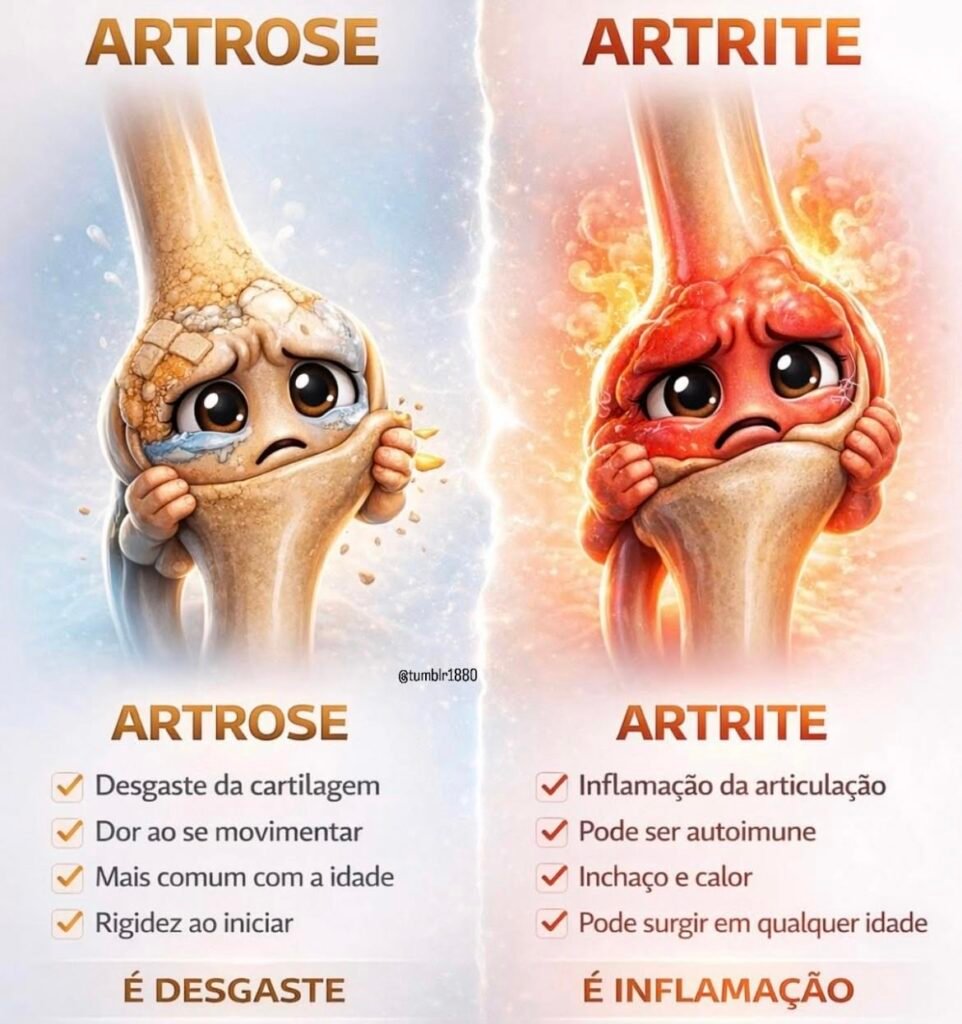 **Artrose e Artrite: Compreendendo as Diferenças e Semelhanças** Quando falamos sobre **doenças articulares**, dois termos frequentemente surgem: **artrose** e **artrite**. Embora possam parecer semelhantes, essas condições têm causas, sintomas e tratamentos distintos. Neste artigo, vamos explorar as diferenças e semelhanças entre artrose e artrite, respondendo às perguntas mais comuns sobre essas condições. **O que é Artrose?** A **artrose**, também conhecida como osteoartrite, é uma doença degenerativa que afeta as articulações. Ela é caracterizada pelo **desgaste da cartilagem** que cobre as extremidades dos ossos. Esse desgaste pode levar a dor e rigidez, especialmente ao se movimentar. A artrose é mais comum à medida que envelhecemos, sendo frequentemente associada ao processo natural de envelhecimento. **Quais são os sintomas da Artrose?** Os principais sintomas da artrose incluem: - **Dor ao se movimentar**: A dor geralmente piora com a atividade física e melhora com o repouso. - **Rigidez**: Especialmente notada ao iniciar o movimento após um período de inatividade, como ao acordar pela manhã. - **Inchaço**: Pode ocorrer devido à inflamação leve em torno da articulação. - **Perda de flexibilidade**: A articulação pode perder a amplitude de movimento. **O que é Artrite?** A **artrite** é um termo genérico que se refere à **inflamação das articulações**. Existem mais de 100 tipos de artrite, sendo a artrite reumatoide uma das mais conhecidas. Diferente da artrose, a artrite pode ser uma condição autoimune, onde o sistema imunológico ataca as articulações, causando inflamação, dor e inchaço. **Quais são os sintomas da Artrite?** Os sintomas da artrite podem variar dependendo do tipo, mas geralmente incluem: - **Dor**: Semelhante à artrose, mas pode ser mais intensa e constante. - **Inchaço e calor**: As articulações afetadas podem ficar inchadas e quentes ao toque. - **Rigidez**: Comum após períodos de inatividade, mas pode durar mais tempo do que na artrose. - **Vermelhidão**: A pele sobre a articulação pode ficar avermelhada. **Como a idade influencia a Artrose e a Artrite?** A **artrose** é mais comum em pessoas mais velhas, pois está associada ao desgaste natural das articulações ao longo do tempo. Já a **artrite**, especialmente a artrite reumatoide, pode surgir em qualquer idade, inclusive em jovens e crianças. Isso ocorre porque a artrite pode ser desencadeada por fatores genéticos e autoimunes, não apenas pelo envelhecimento. **Quais são as causas da Artrose e da Artrite?** - **Artrose**: É causada principalmente pelo **desgaste da cartilagem**. Fatores de risco incluem idade avançada, obesidade, lesões articulares anteriores e genética. - **Artrite**: Pode ser causada por fatores autoimunes, infecções, ou até mesmo por desgaste, como na artrite psoriática. A artrite reumatoide, por exemplo, é uma doença autoimune. **Como é feito o diagnóstico?** O diagnóstico de ambas as condições geralmente envolve um exame físico, histórico médico e exames de imagem, como raios-X ou ressonância magnética. Exames de sangue podem ser realizados para identificar marcadores inflamatórios ou autoimunes, especialmente no caso da artrite. **Quais são os tratamentos disponíveis?** - **Artrose**: O tratamento pode incluir fisioterapia, medicamentos para dor, injeções de corticoides, e em casos graves, cirurgia para substituir a articulação. - **Artrite**: Além dos medicamentos para dor, podem ser usados medicamentos anti-inflamatórios e imunossupressores para controlar a resposta autoimune. A fisioterapia também é importante para manter a mobilidade. **Conclusão** Embora **artrose** e **artrite** compartilhem alguns sintomas, como dor e rigidez, suas causas e tratamentos podem ser bastante diferentes. A artrose é principalmente uma condição de **desgaste**, enquanto a artrite é uma **inflamação** que pode ter causas autoimunes. Entender essas diferenças é crucial para um diagnóstico preciso e um tratamento eficaz. Se você suspeita que tem alguma dessas condições, é importante procurar um médico para uma avaliação adequada.