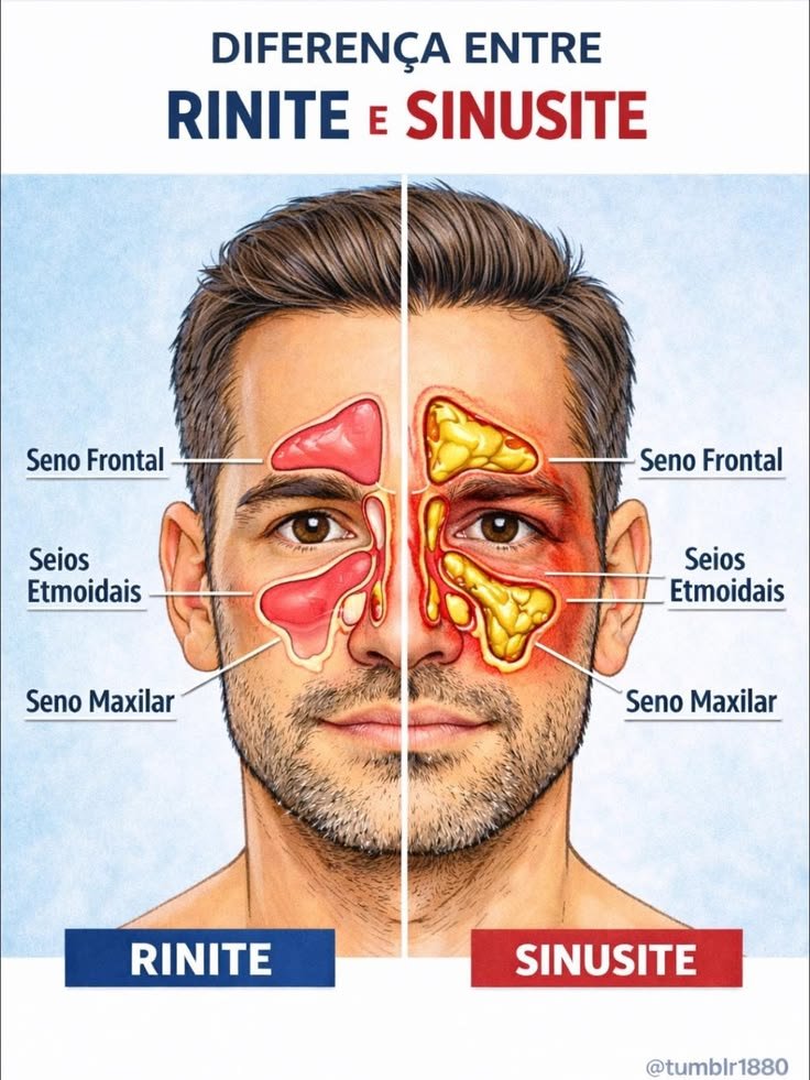 **Diferença entre Rinite e Sinusite: Compreendendo as Distinções e Sintomas** A **rinite** e a **sinusite** são condições médicas que afetam o sistema respiratório, mas muitas vezes são confundidas devido à semelhança de seus sintomas. No entanto, é crucial entender que, apesar de suas semelhanças, elas têm causas, tratamentos e implicações diferentes. Neste artigo, vamos explorar as diferenças entre rinite e sinusite, destacando os aspectos mais importantes de cada condição. ### O que é Rinite? A **rinite** é uma inflamação da mucosa nasal. Ela pode ser causada por alergias, infecções ou outros fatores irritantes. Existem dois tipos principais de rinite: **rinite alérgica** e **rinite não alérgica**. - **Rinite Alérgica**: É desencadeada por alérgenos como pólen, poeira, pelos de animais e mofo. Os sintomas incluem espirros, coceira no nariz, olhos lacrimejantes e congestão nasal. - **Rinite Não Alérgica**: Não está relacionada a alérgenos específicos e pode ser causada por mudanças climáticas, odores fortes, fumaça, entre outros. Os sintomas são semelhantes aos da rinite alérgica, mas sem a presença de um alérgeno específico. ### O que é Sinusite? A **sinusite** é a inflamação dos seios paranasais, que são cavidades ao redor das passagens nasais. A sinusite pode ser aguda ou crônica, dependendo da duração dos sintomas. - **Sinusite Aguda**: Geralmente dura menos de quatro semanas e é frequentemente causada por infecções virais ou bacterianas. Os sintomas incluem dor facial, pressão nos seios da face, congestão nasal, secreção nasal espessa e febre. - **Sinusite Crônica**: Dura mais de 12 semanas e pode ser causada por infecções, pólipos nasais ou desvio de septo. Os sintomas são semelhantes aos da sinusite aguda, mas são mais persistentes e podem incluir perda de olfato. ### Como Diferenciar Rinite de Sinusite? A principal diferença entre rinite e sinusite está na localização e na natureza da inflamação. Enquanto a rinite afeta principalmente a mucosa nasal, a sinusite envolve os seios paranasais. Aqui estão algumas perguntas comuns que ajudam a diferenciar as duas condições: - **Onde está localizada a dor ou desconforto?** Na rinite, o desconforto é geralmente no nariz e nos olhos, enquanto na sinusite, a dor é mais profunda e localizada nos seios da face, como o **seno frontal** e o **seno maxilar**. - **Qual é a natureza da secreção nasal?** Na rinite, a secreção é geralmente clara e aquosa, enquanto na sinusite, pode ser espessa e amarelada ou esverdeada. - **Há presença de febre?** A febre é mais comum na sinusite, especialmente na sinusite aguda, devido à infecção. ### Tratamentos para Rinite e Sinusite O tratamento para cada condição varia de acordo com a causa subjacente: - **Tratamento da Rinite**: Para a rinite alérgica, os anti-histamínicos e descongestionantes são frequentemente usados. Evitar alérgenos conhecidos também é crucial. Para a rinite não alérgica, sprays nasais salinos e corticosteroides podem ser recomendados. - **Tratamento da Sinusite**: A sinusite aguda pode ser tratada com descongestionantes, analgésicos e, em alguns casos, antibióticos. Para a sinusite crônica, o tratamento pode incluir corticosteroides nasais, irrigação nasal e, em casos graves, cirurgia. ### Conclusão Compreender as diferenças entre **rinite** e **sinusite** é essencial para um diagnóstico e tratamento eficazes. Enquanto ambas as condições afetam o sistema respiratório e compartilham alguns sintomas, suas causas e tratamentos são distintos. Se você suspeitar que tem rinite ou sinusite, é importante consultar um profissional de saúde para um diagnóstico preciso e um plano de tratamento adequado.