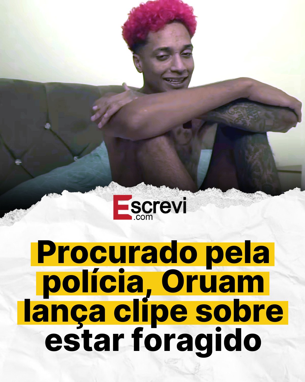 Procurado pela polícia, Oruam lança clipe sobre estar foragido card branco