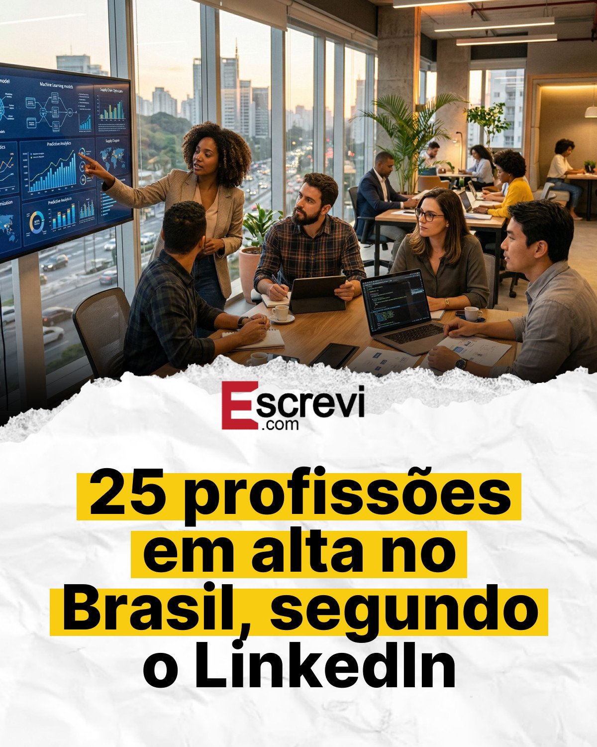 25 profissões em alta no Brasil, segundo o LinkedIn card branco