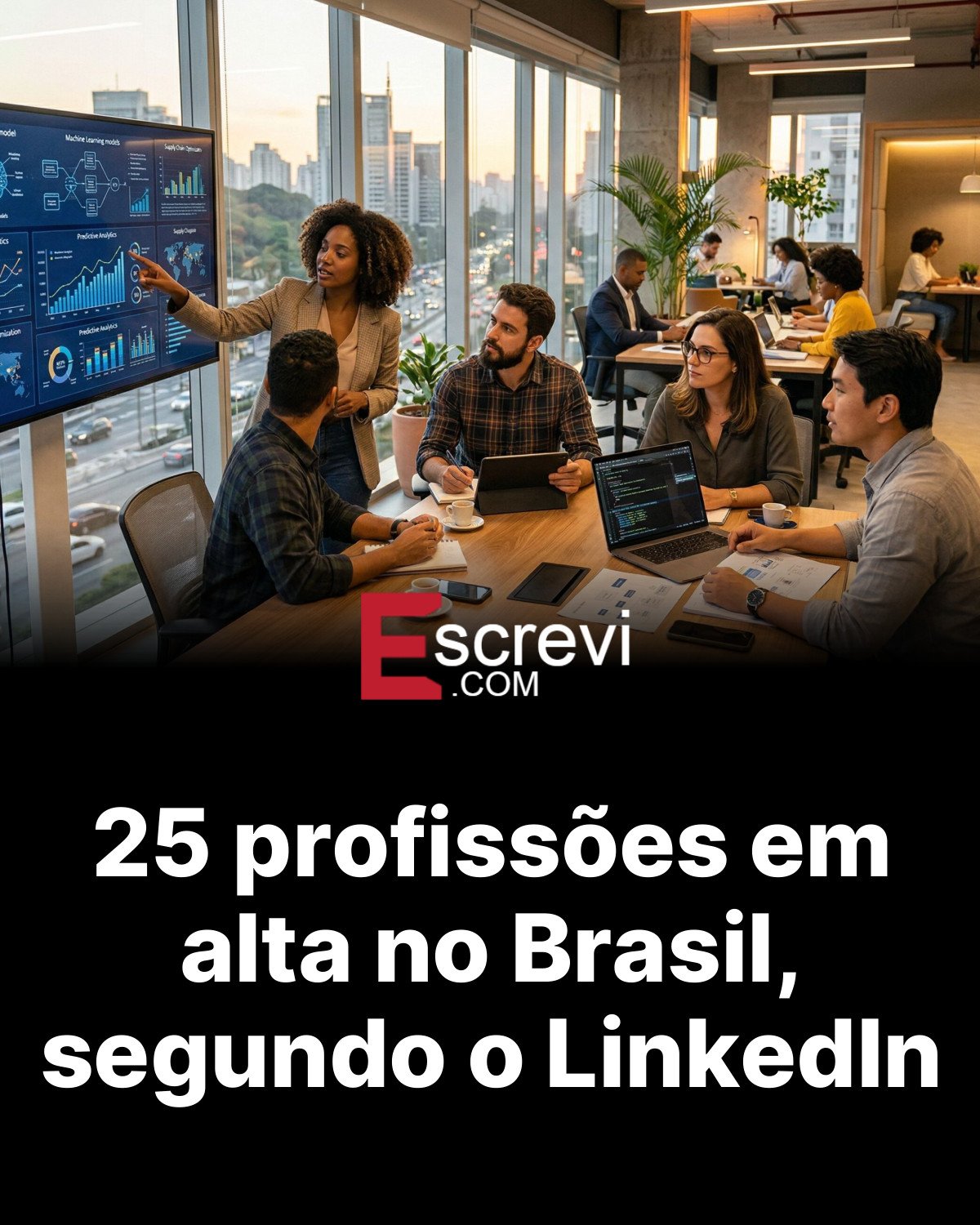 25 profissões em alta no Brasil, segundo o LinkedIn card preto