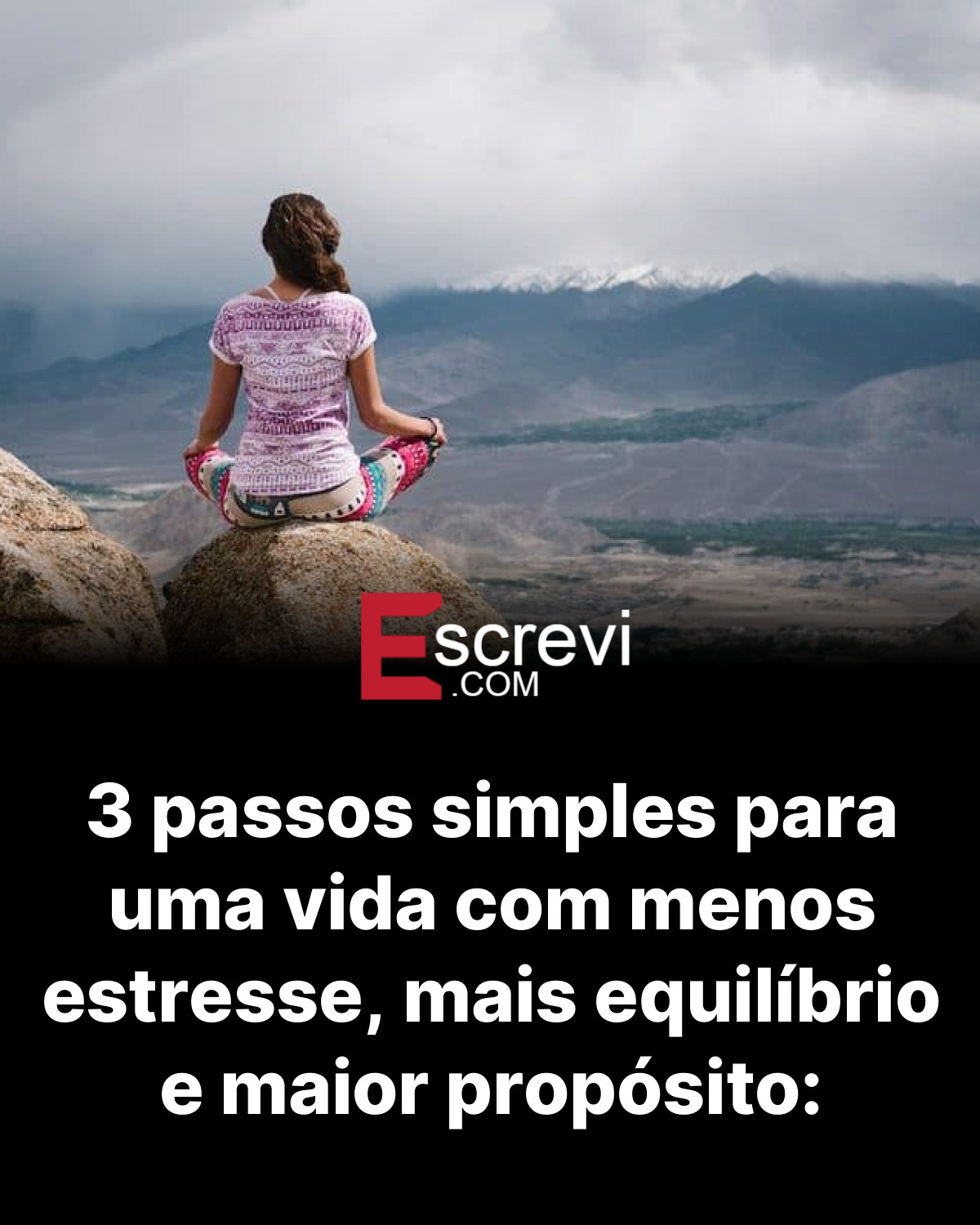 3 passos simples para uma vida com menos estresse, mais equilíbrio e maior propósito: card preto