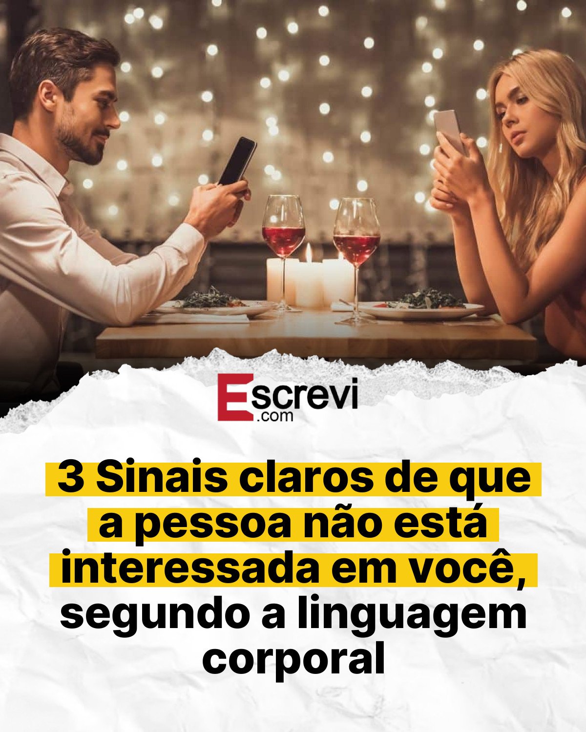3 Sinais claros de que a pessoa não está interessada em você, segundo a linguagem corporal card branco