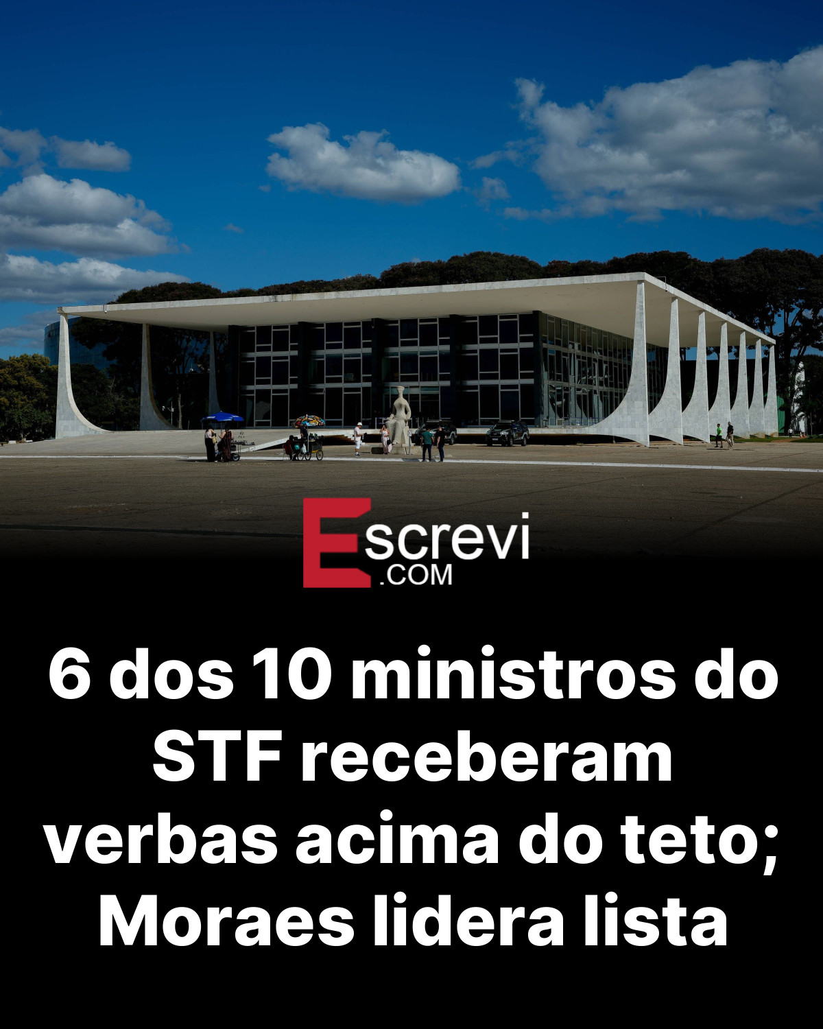 6 dos 10 ministros do STF receberam verbas acima do teto; Moraes lidera lista card preto
