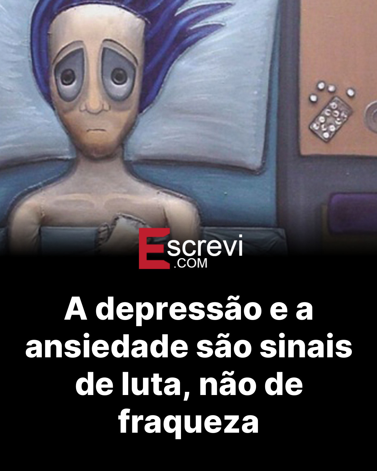 A depressão e a ansiedade são sinais de luta, não de fraqueza card preto