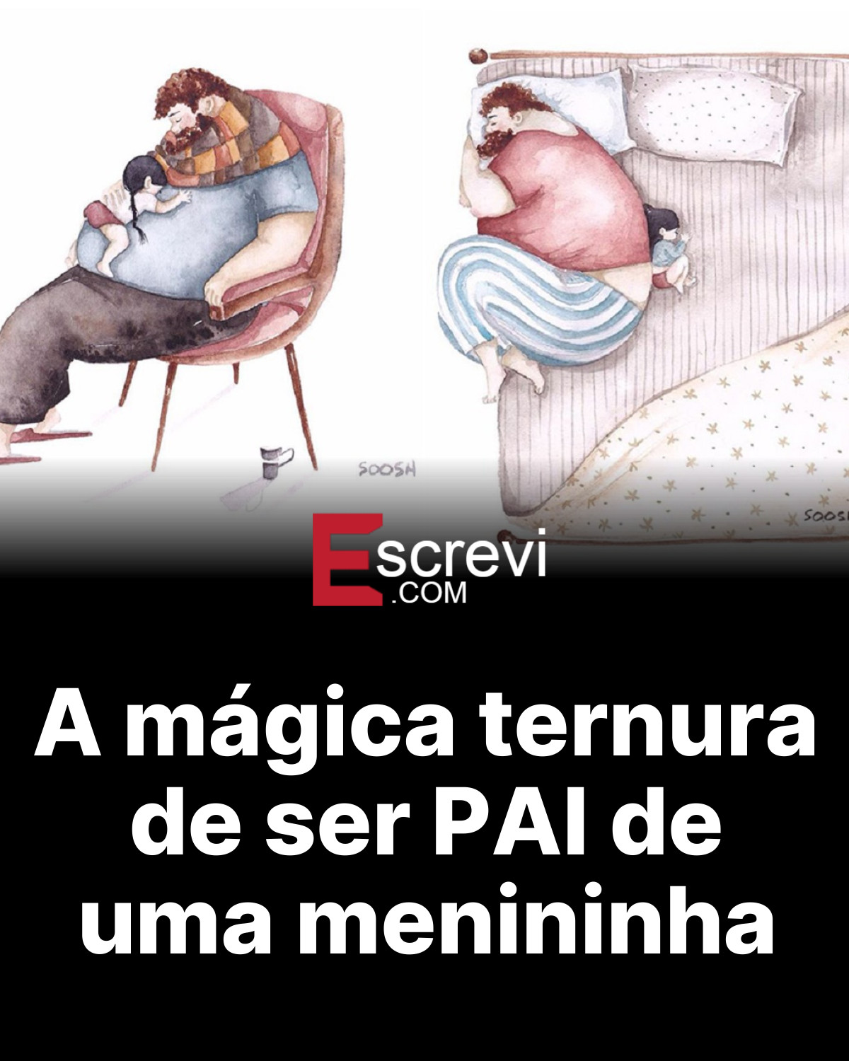 A mágica ternura de ser PAI de uma menininha card preto