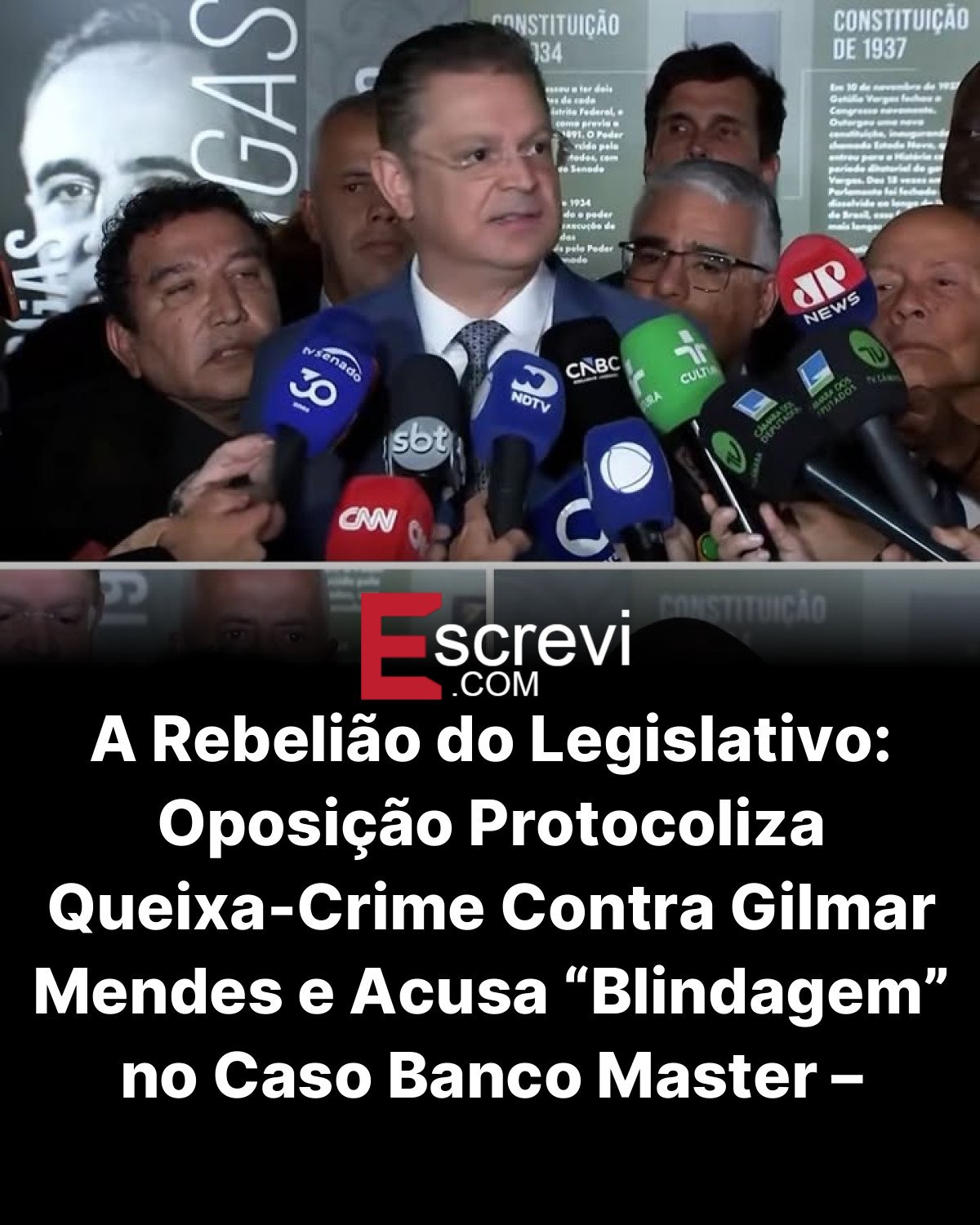 A Rebelião do Legislativo: Oposição Protocoliza Queixa-Crime Contra Gilmar Mendes e Acusa “Blindagem” no Caso Banco Master – News card preto