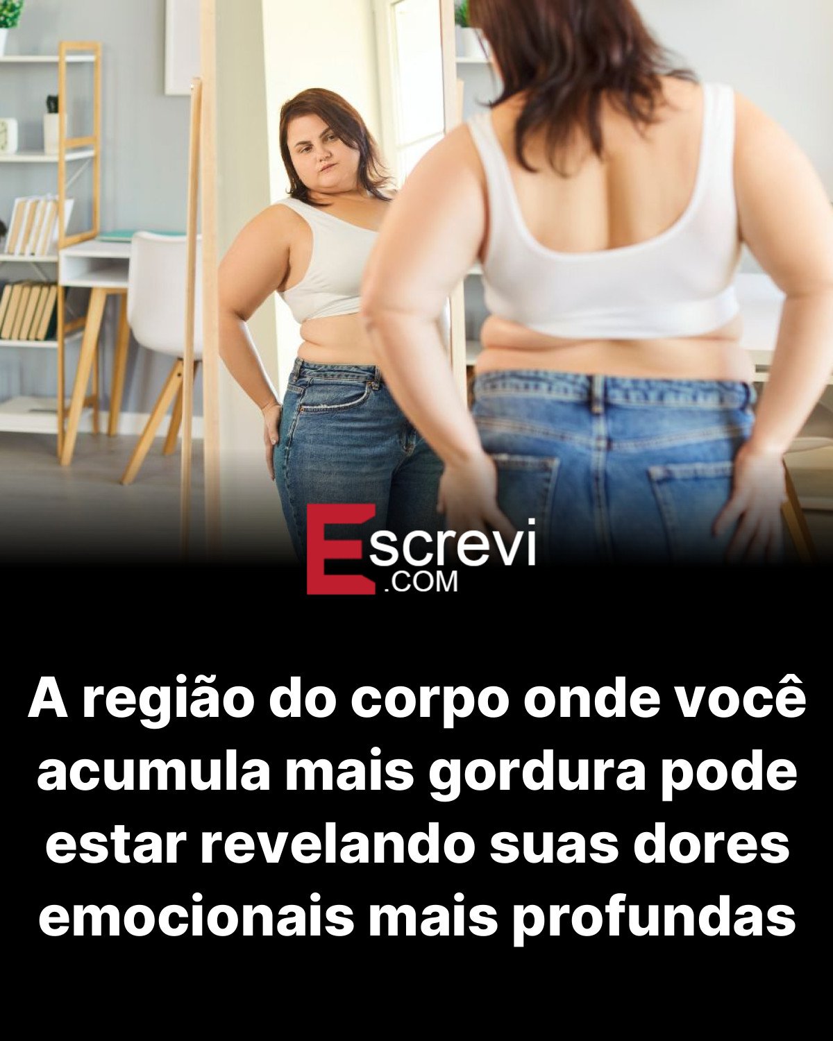 A região do corpo onde você acumula mais gordura pode estar revelando suas dores emocionais mais profundas card preto