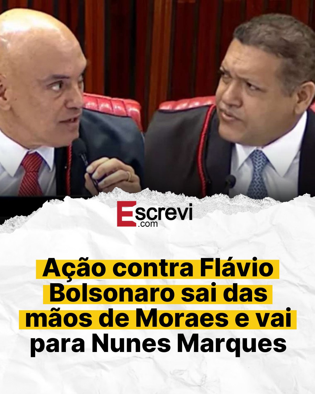 Ação contra Flávio Bolsonaro sai das mãos de Moraes e vai para Nunes Marques card branco