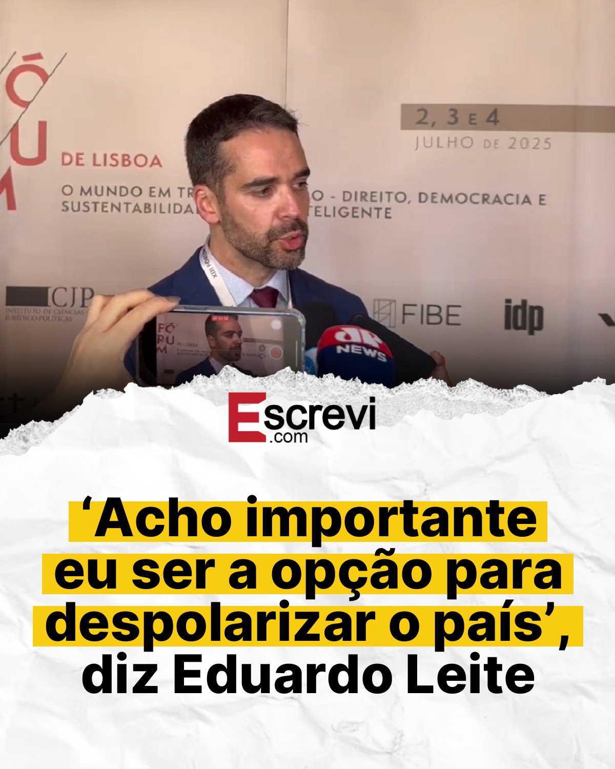 ‘Acho importante eu ser a opção para despolarizar o país’, diz Eduardo Leite card branco