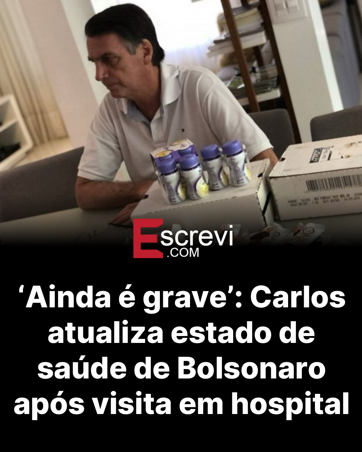 ‘Ainda é grave’: Carlos atualiza estado de saúde de Bolsonaro após visita em hospital card preto