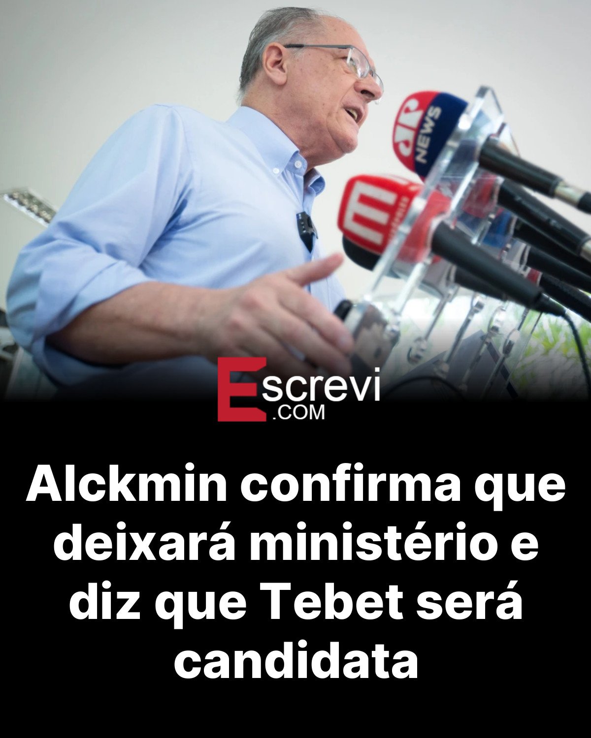 Alckmin confirma que deixará ministério e diz que Tebet será candidata card preto