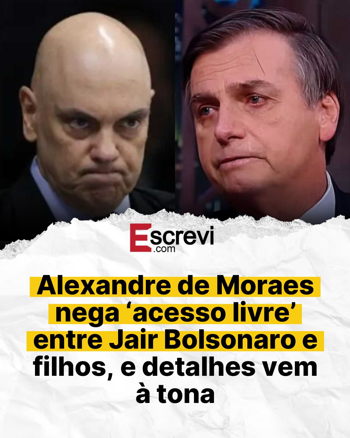 Alexandre de Moraes nega ‘acesso livre’ entre Jair Bolsonaro e filhos, e detalhes vem à tona card branco