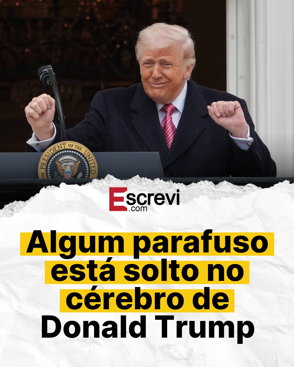 Algum parafuso está solto no cérebro de Donald Trump card branco