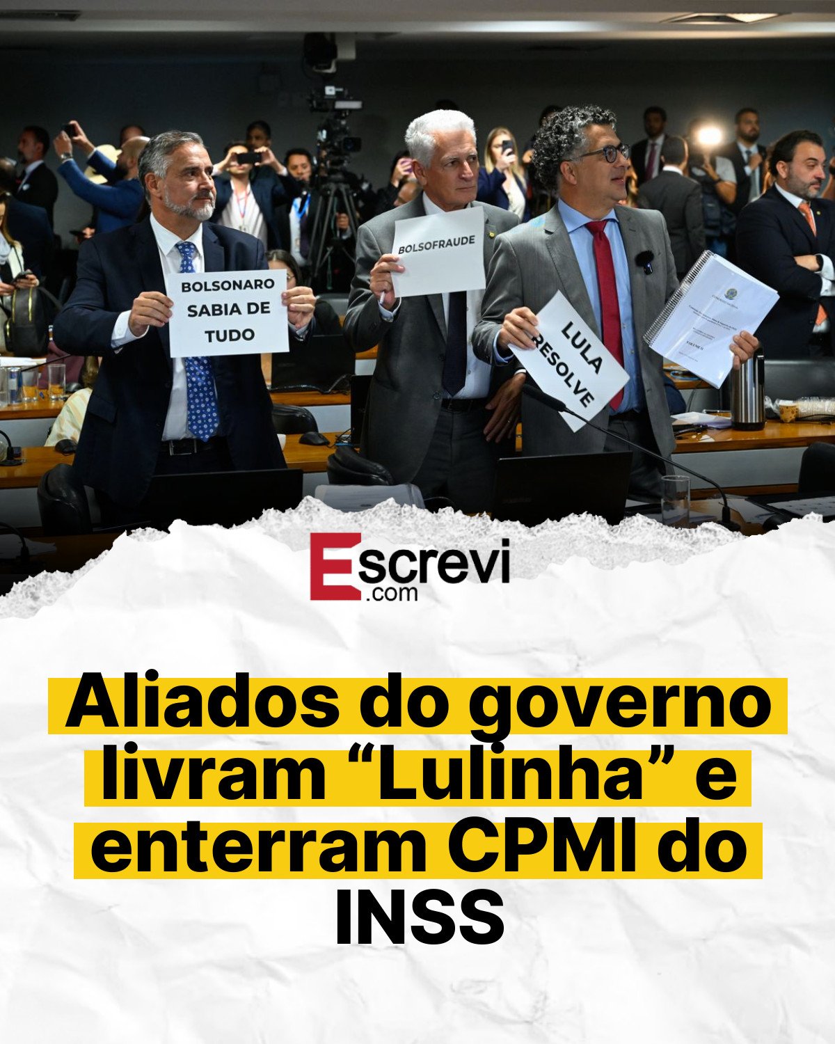 Aliados do governo livram “Lulinha” e enterram CPMI do INSS card branco