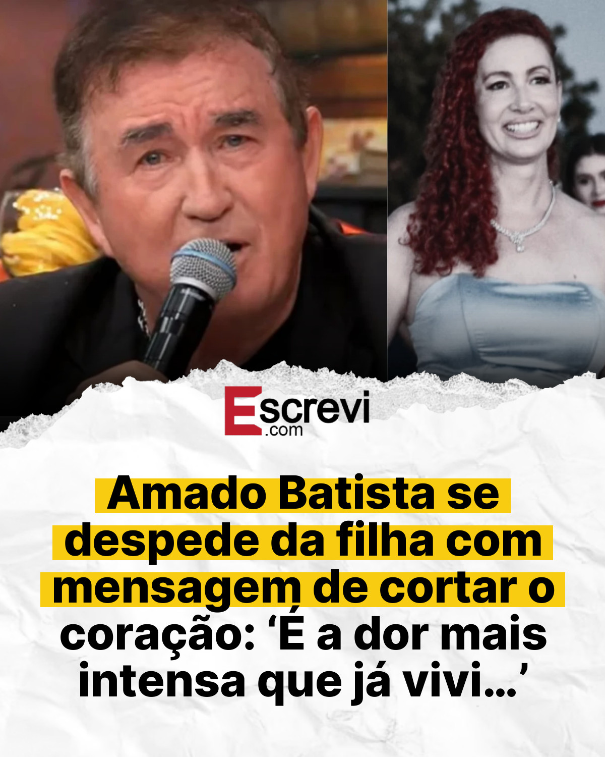 Amado Batista se despede da filha com mensagem de cortar o coração: ‘É a dor mais intensa que já vivi…’ card branco