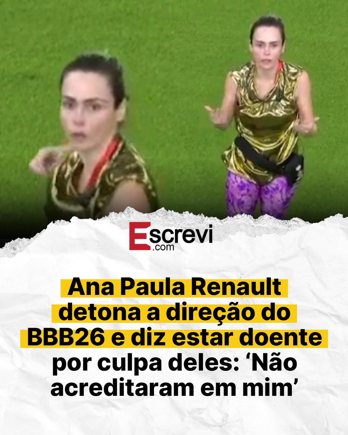 Ana Paula Renault detona a direção do BBB26 e diz estar doente por culpa deles: ‘Não acreditaram em mim’ card branco