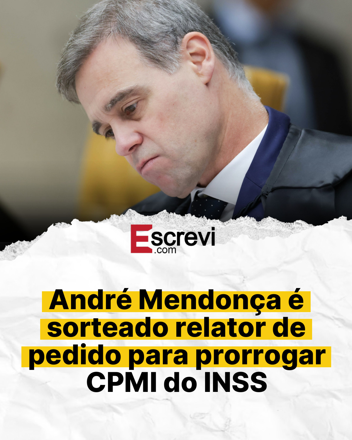 André Mendonça é sorteado relator de pedido para prorrogar CPMI do INSS card branco