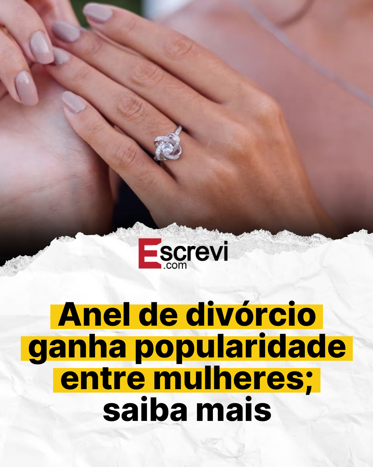 Anel de divórcio ganha popularidade entre mulheres; saiba mais card branco