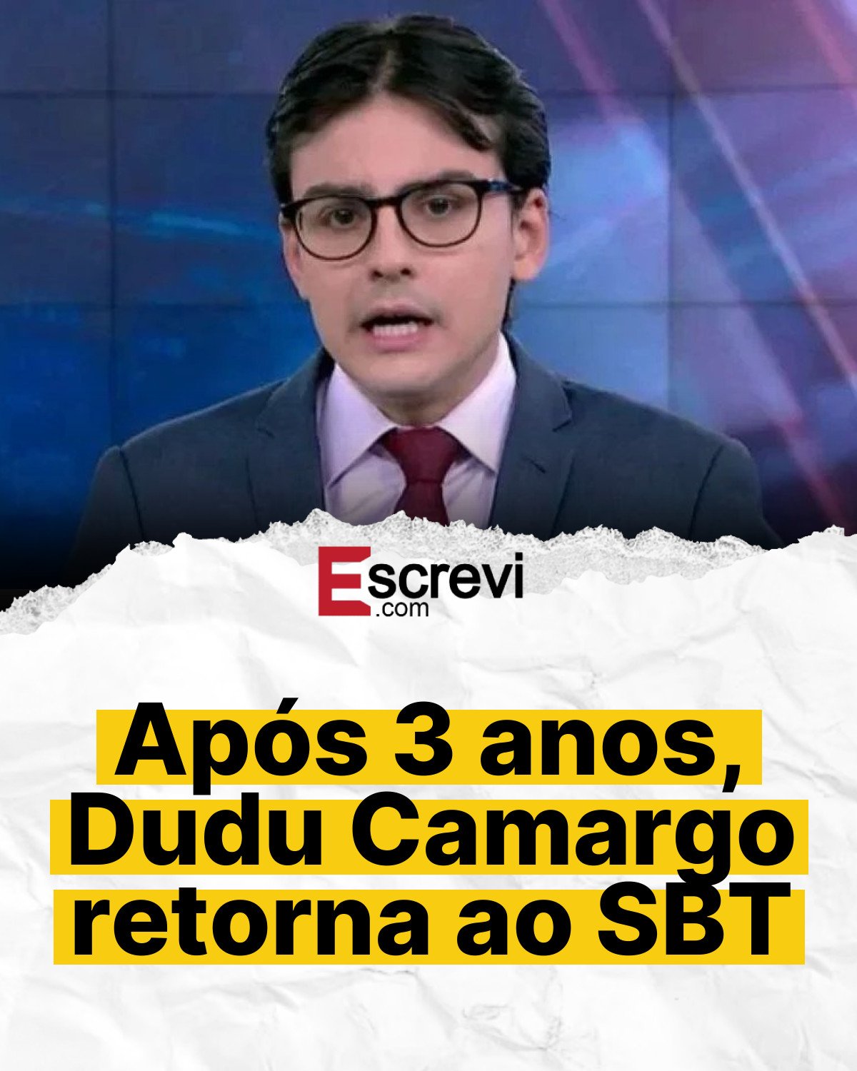 Após 3 anos, Dudu Camargo retorna ao SBT card branco