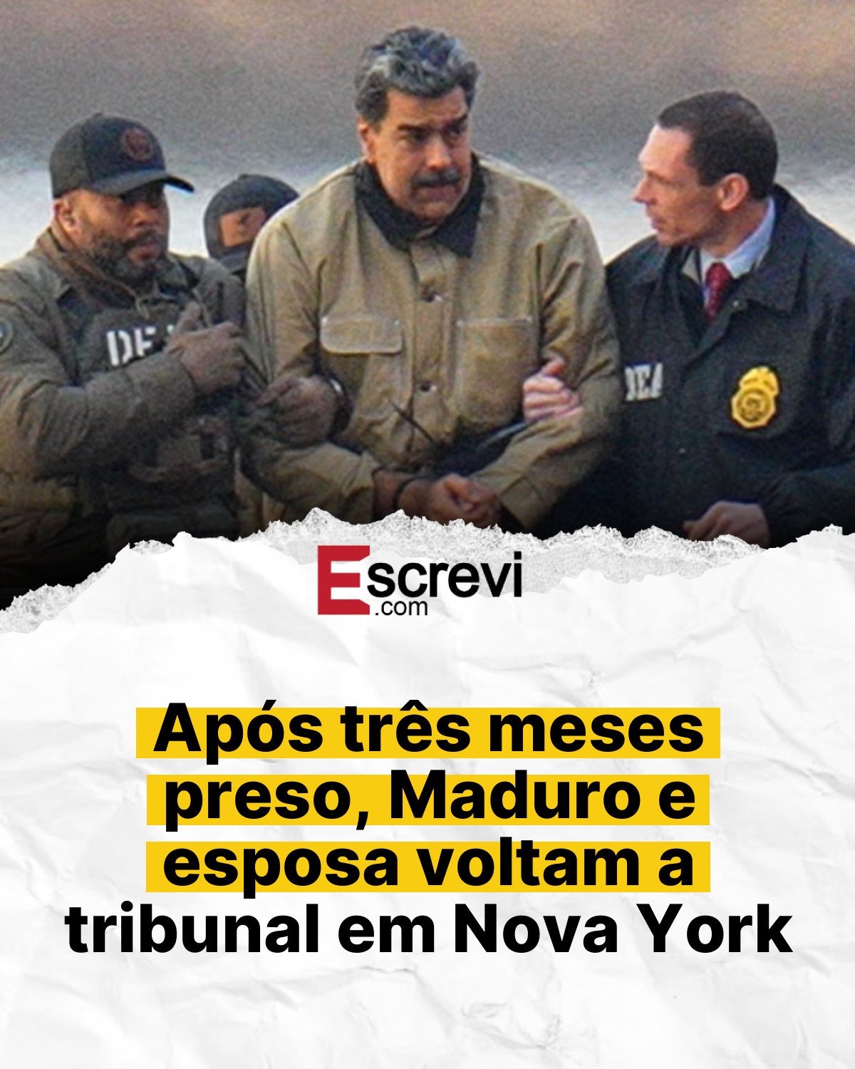 Após três meses preso, Maduro e esposa voltam a tribunal em Nova York card branco