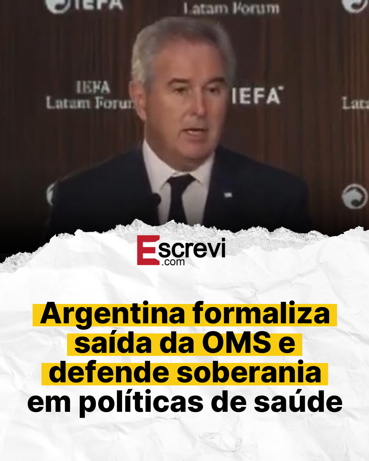 Argentina formaliza saída da OMS e defende soberania em políticas de saúde card branco