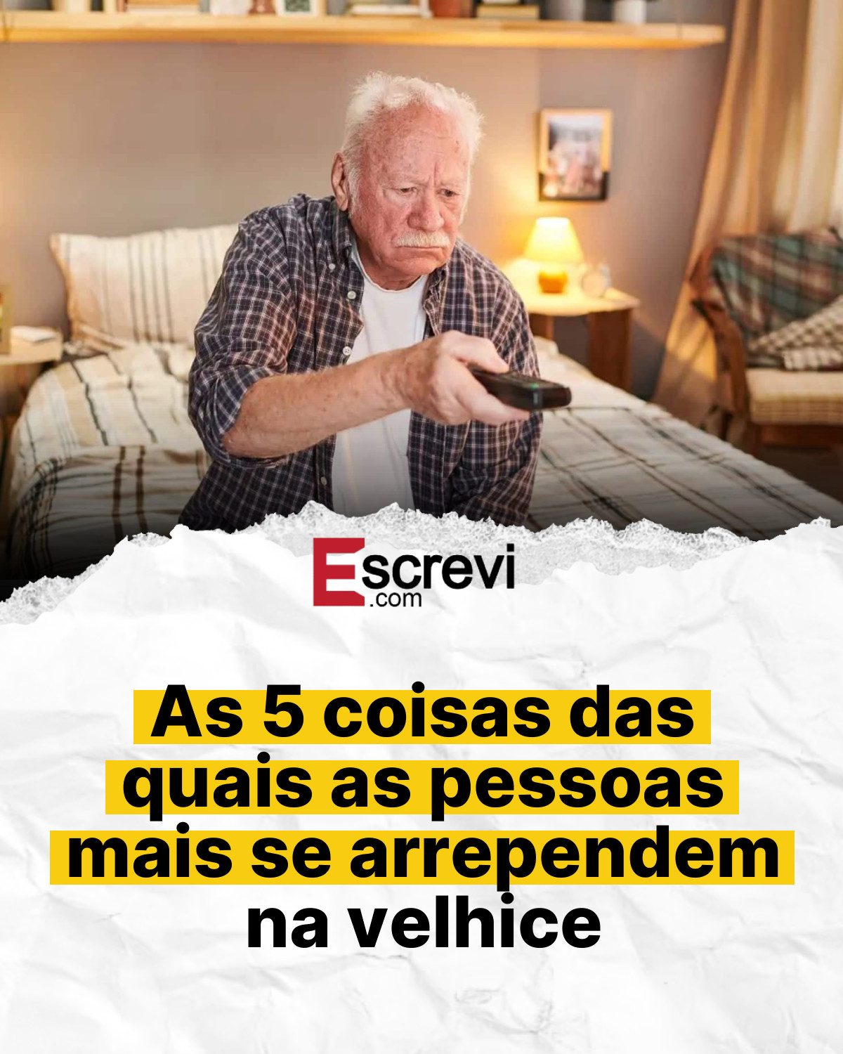 As 5 coisas das quais as pessoas mais se arrependem na velhice card branco