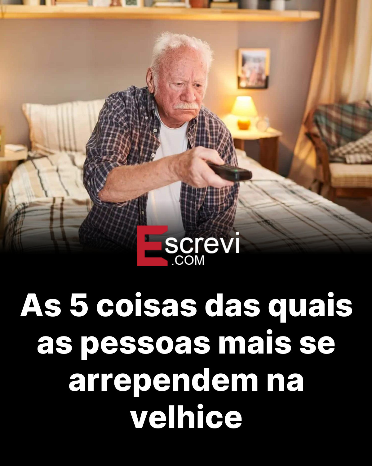 As 5 coisas das quais as pessoas mais se arrependem na velhice card preto