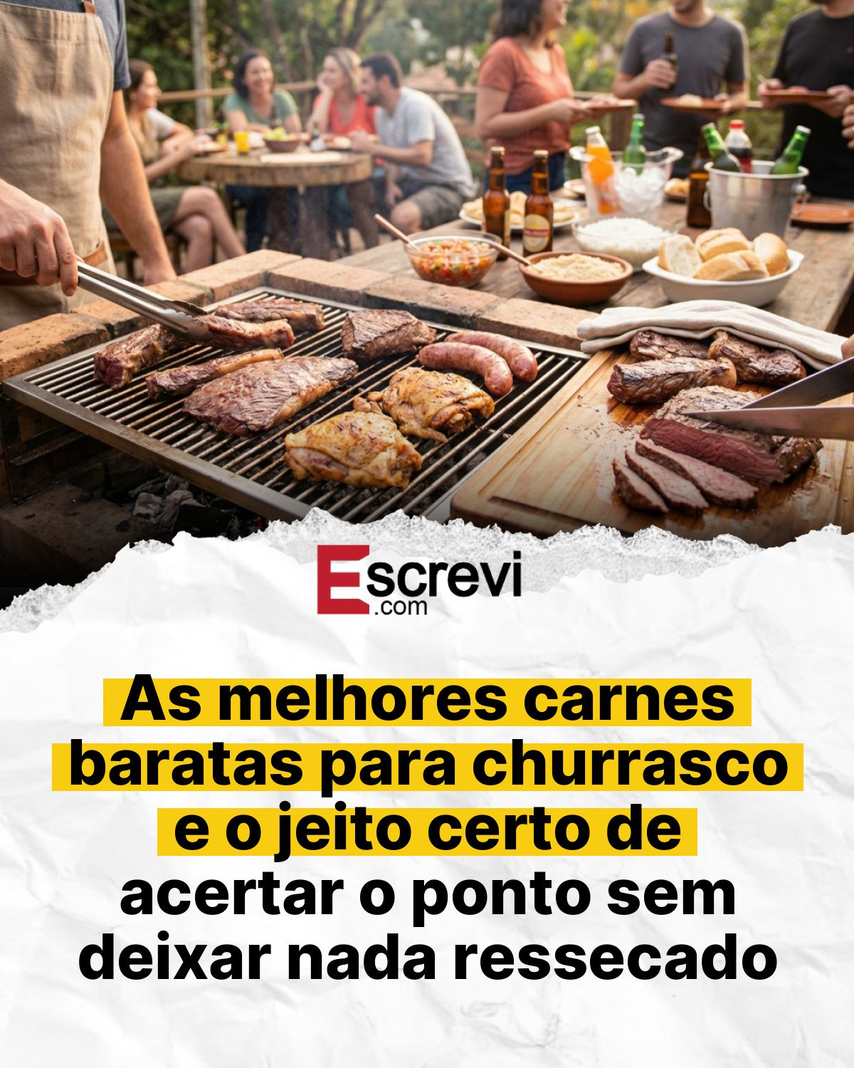 As melhores carnes baratas para churrasco e o jeito certo de acertar o ponto sem deixar nada ressecado card branco