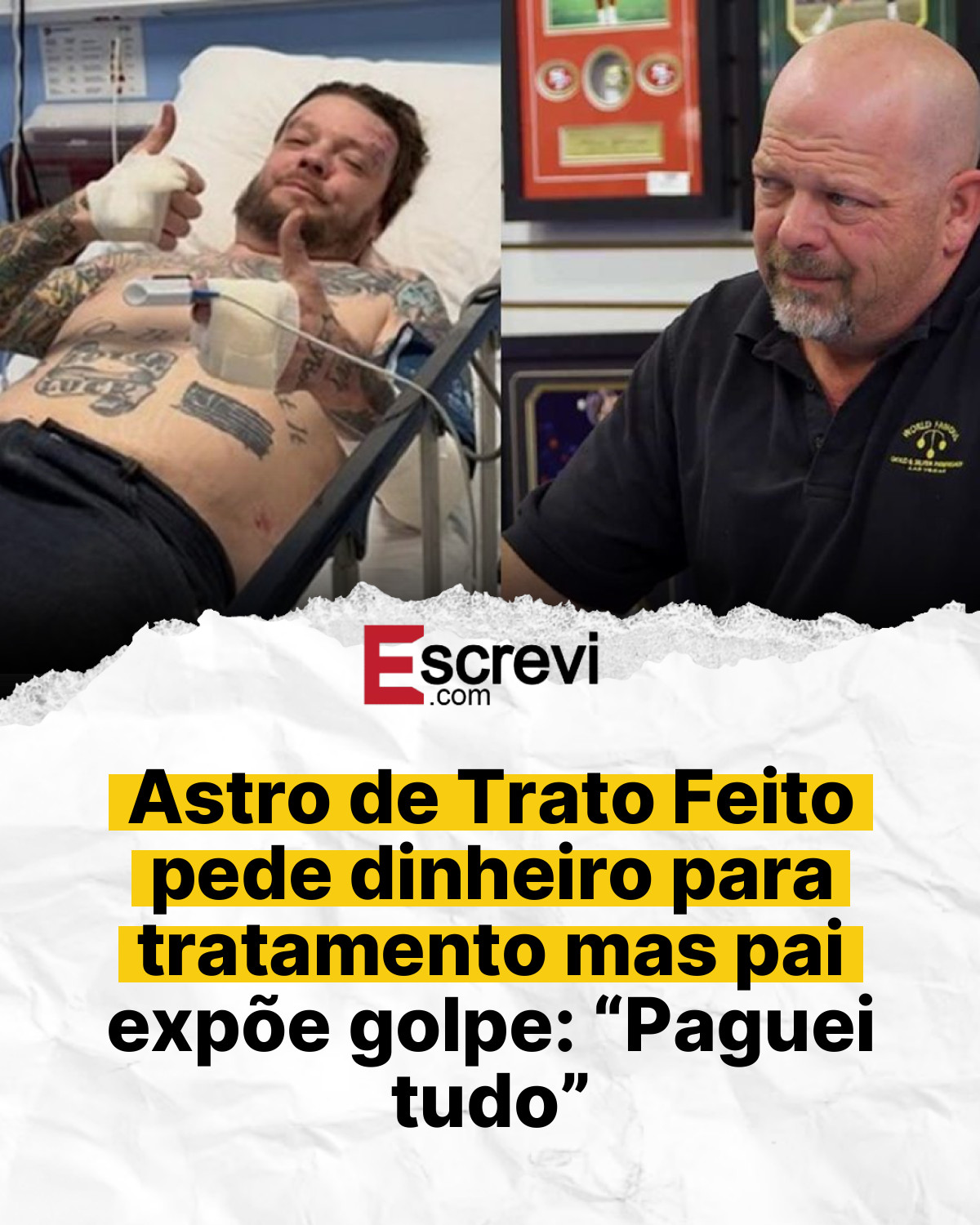 Astro de Trato Feito pede dinheiro para tratamento mas pai expõe golpe: “Paguei tudo” card branco