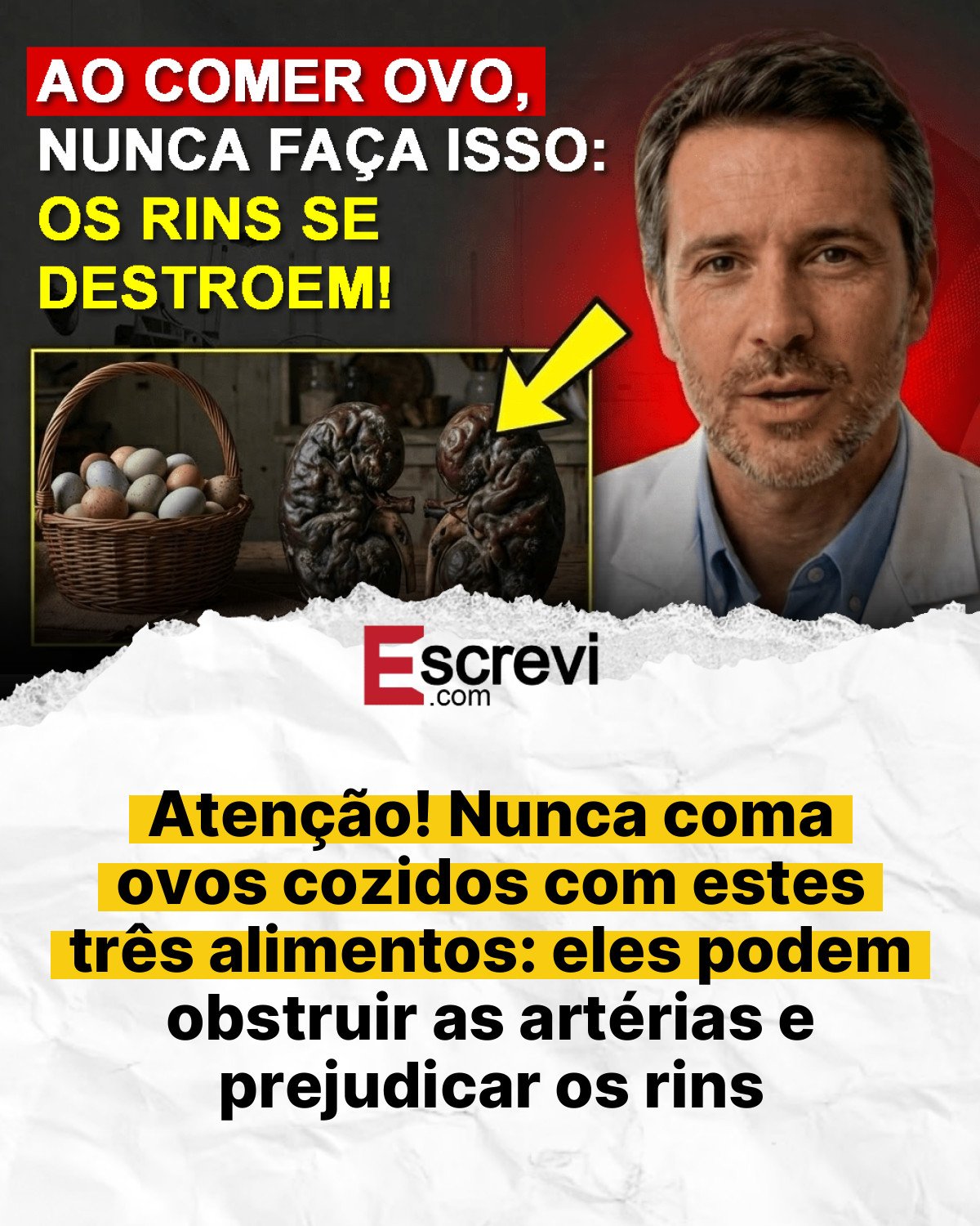 Atenção! Nunca coma ovos cozidos com estes três alimentos: eles podem obstruir as artérias e prejudicar os rins card branco