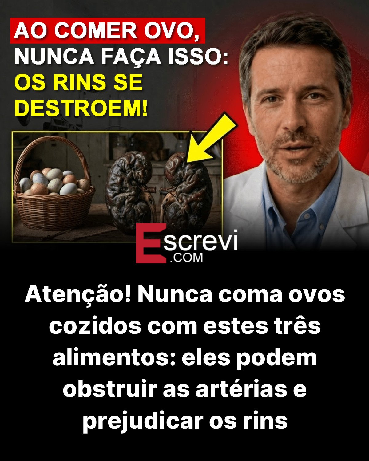 Atenção! Nunca coma ovos cozidos com estes três alimentos: eles podem obstruir as artérias e prejudicar os rins card preto