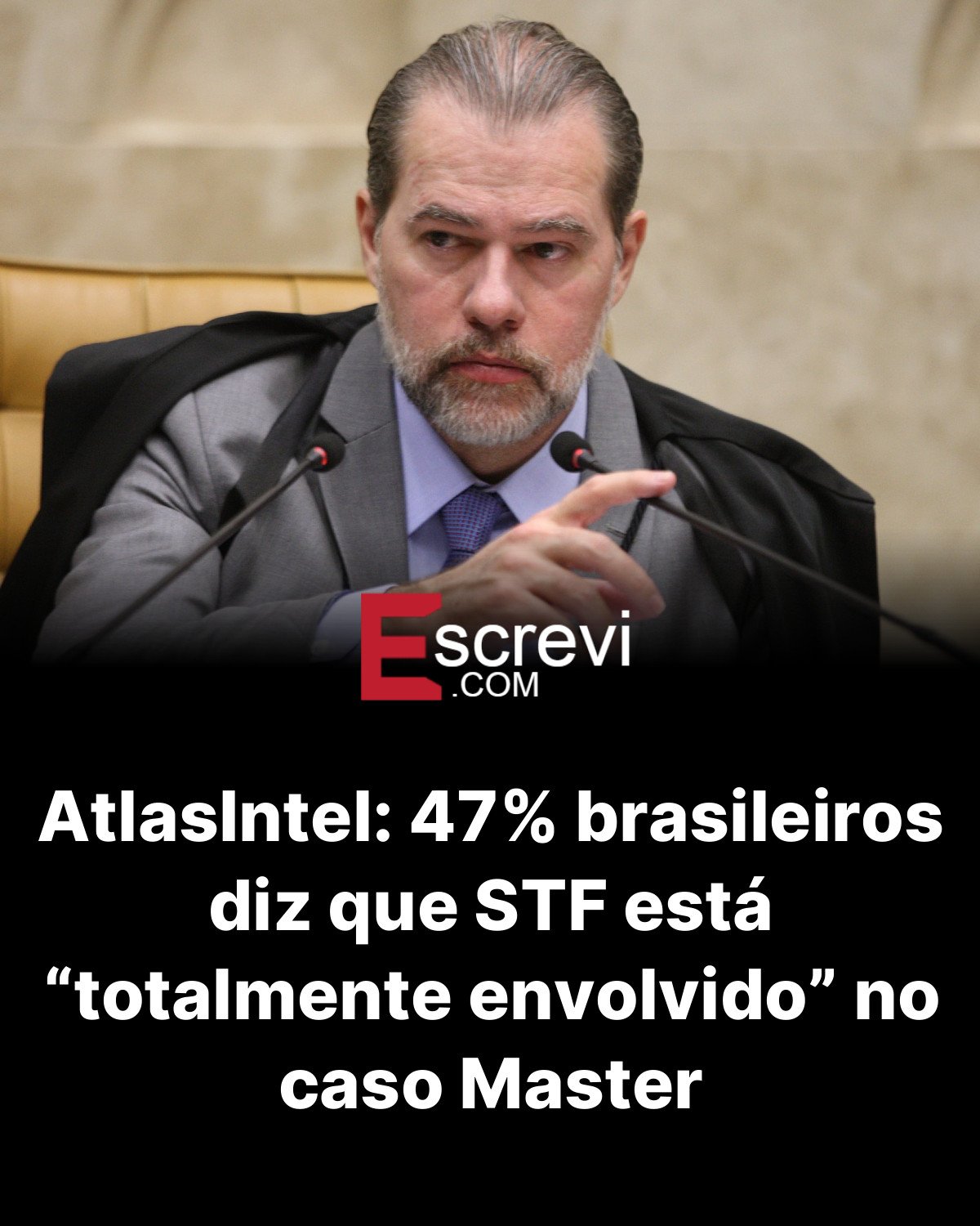 AtlasIntel: 47% brasileiros diz que STF está “totalmente envolvido” no caso Master card preto