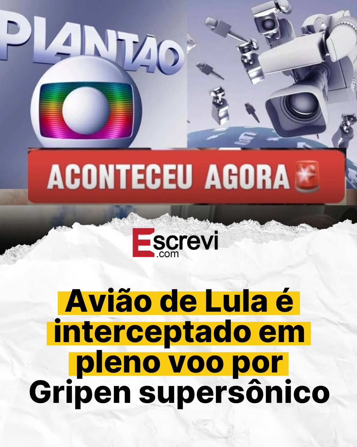 Avião de Lula é interceptado em pleno voo por Gripen supersônico card branco