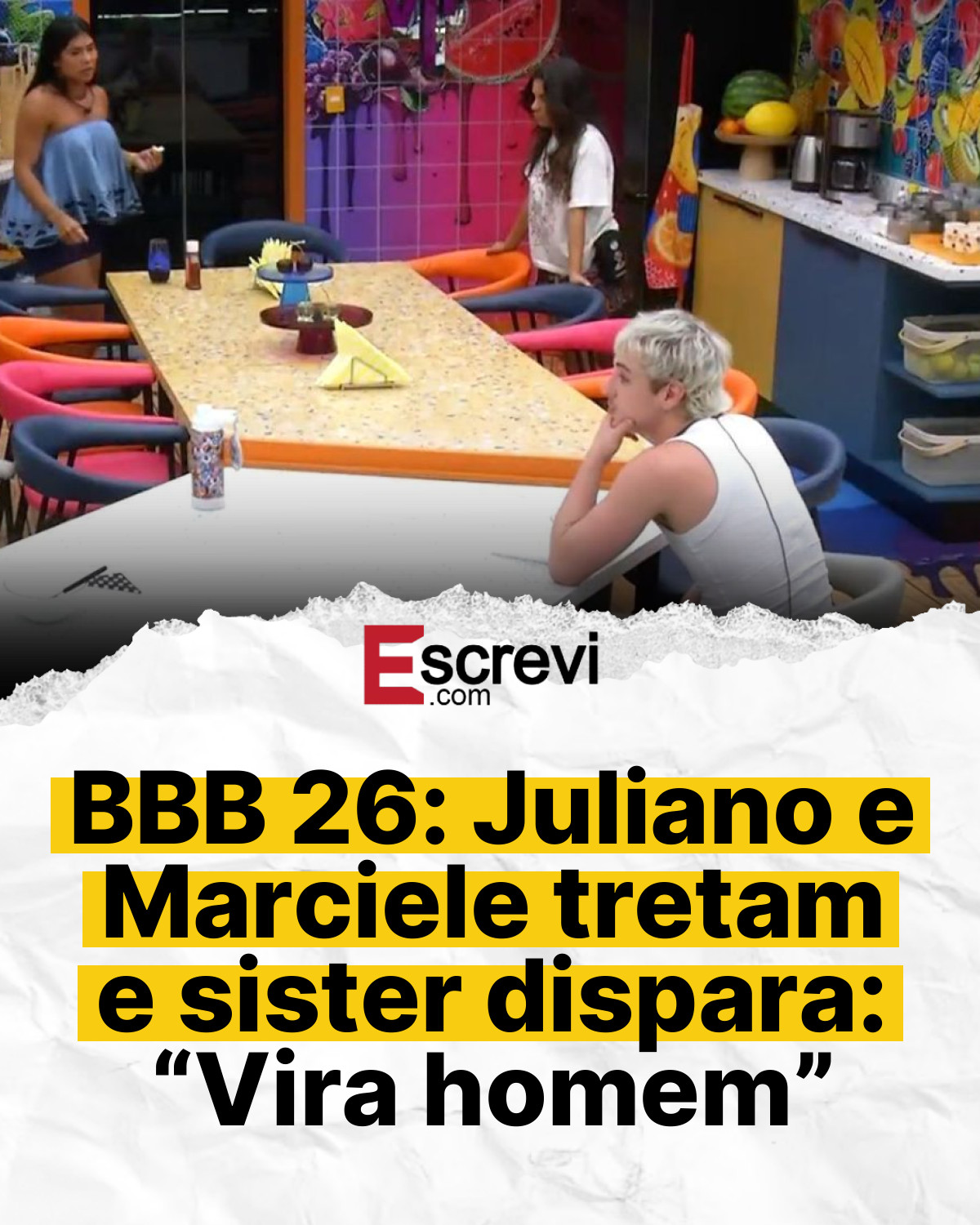 BBB 26: Juliano e Marciele tretam e sister dispara: “Vira homem” card branco