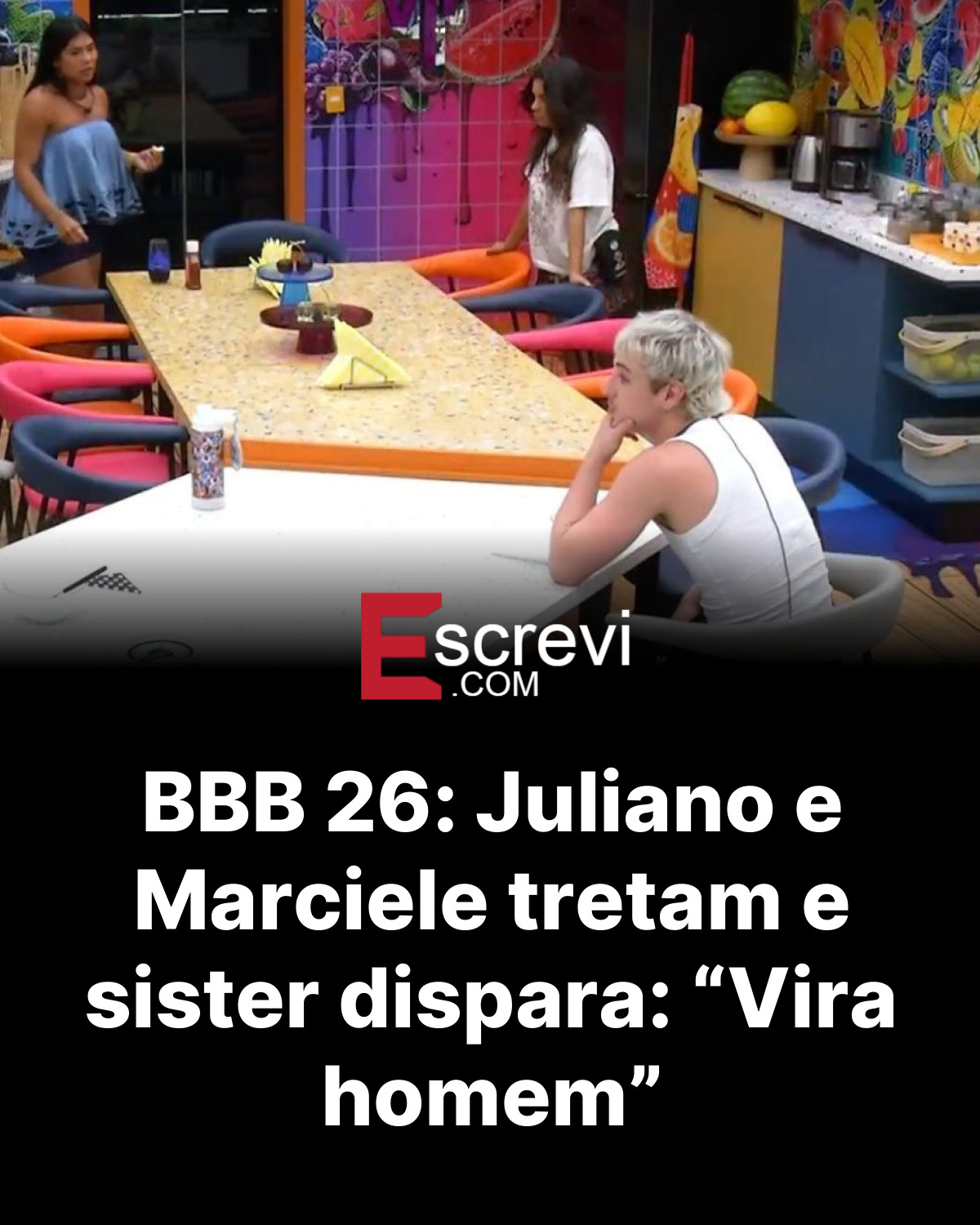 BBB 26: Juliano e Marciele tretam e sister dispara: “Vira homem” card preto